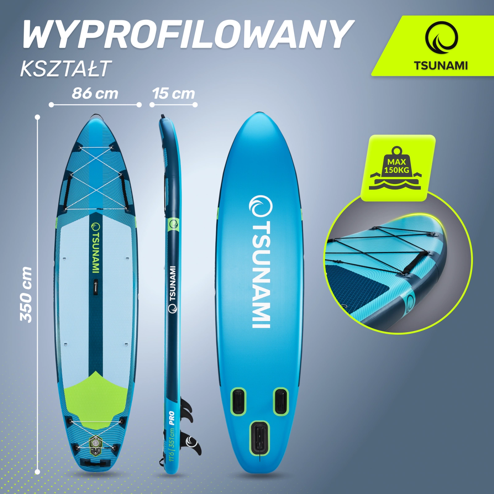 4Fizjo 1837 SUP dēlis PRO TSUNAMI 350 cm T15, daudzkrāsains