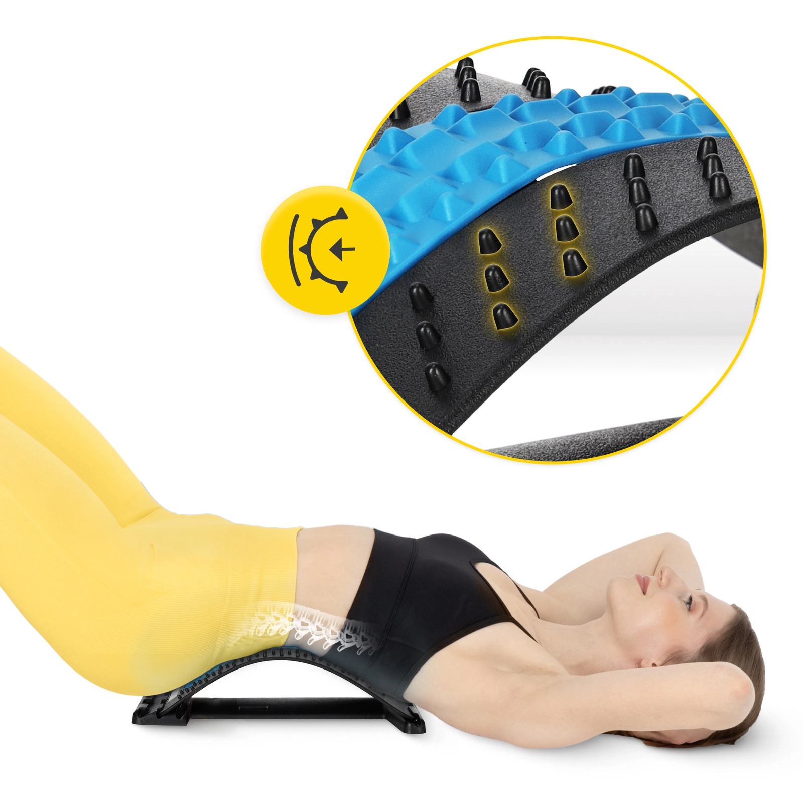 4Fizjo Back Stretching Device with 3-Level Adjustment, Black/Blue
