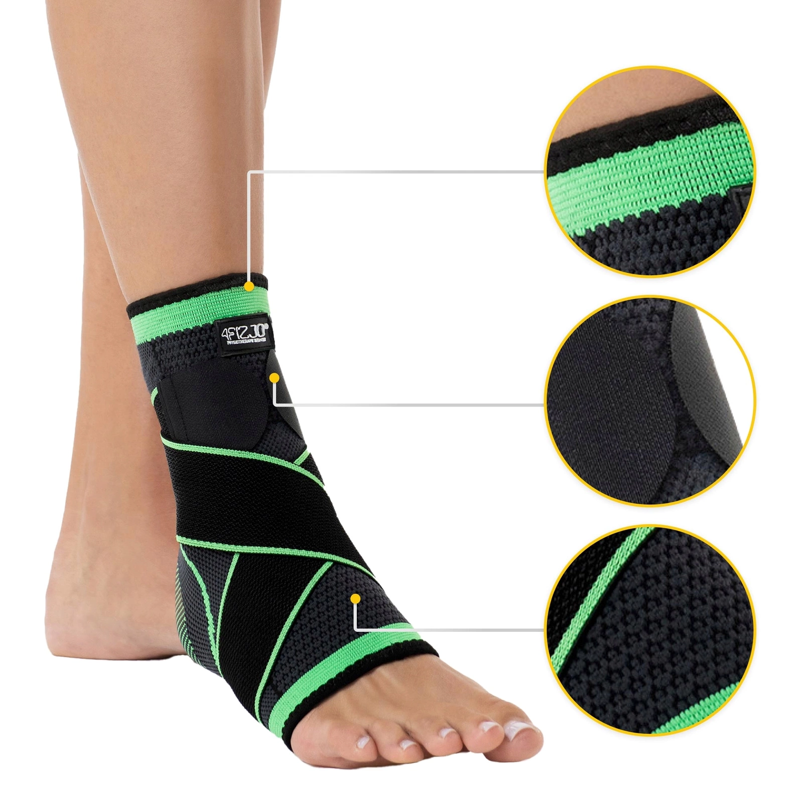 4Fizjo Elastic Ankle Brace Stabilizer, Universal Size, Black