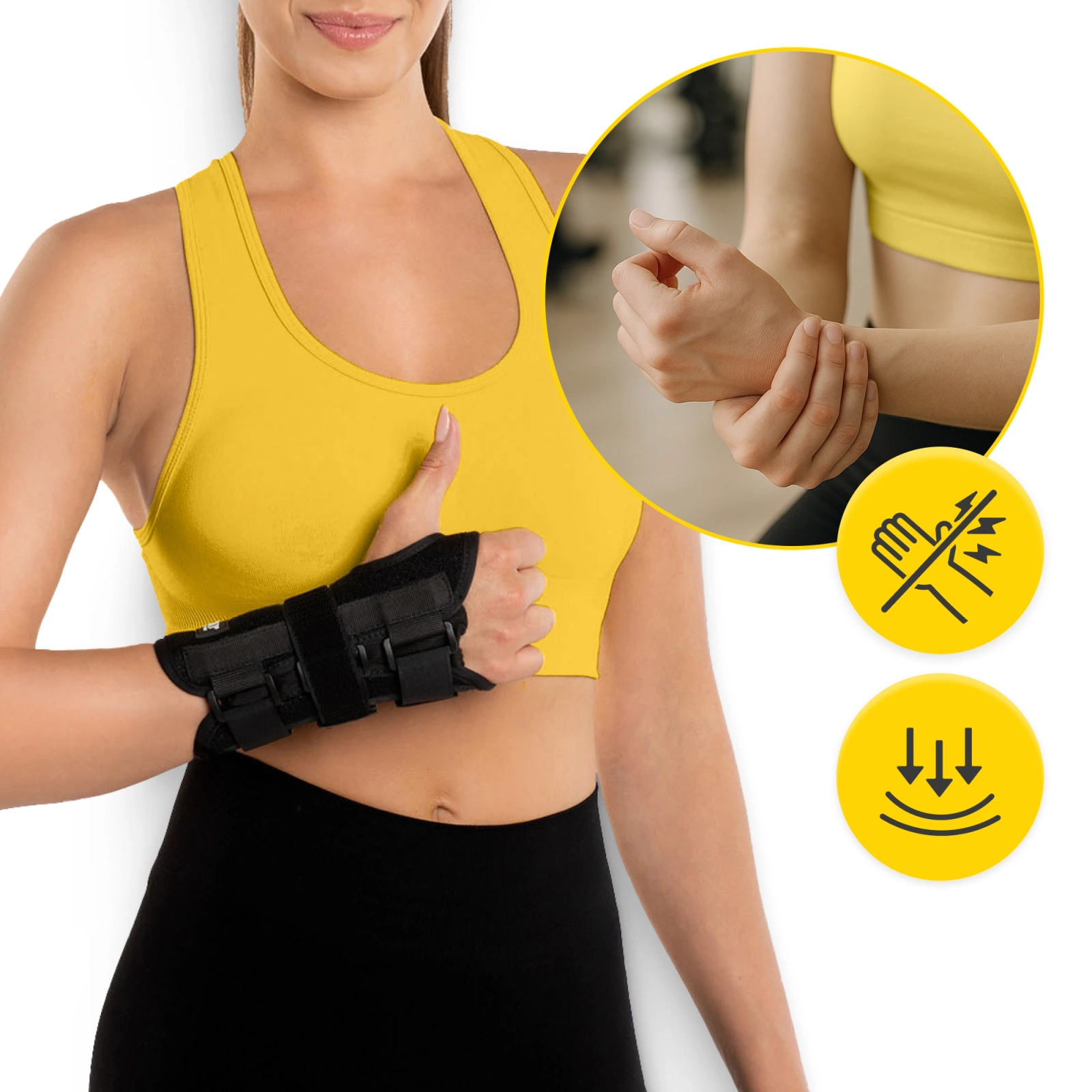 4Fizjo Right Wrist Orthosis with Splint, Black