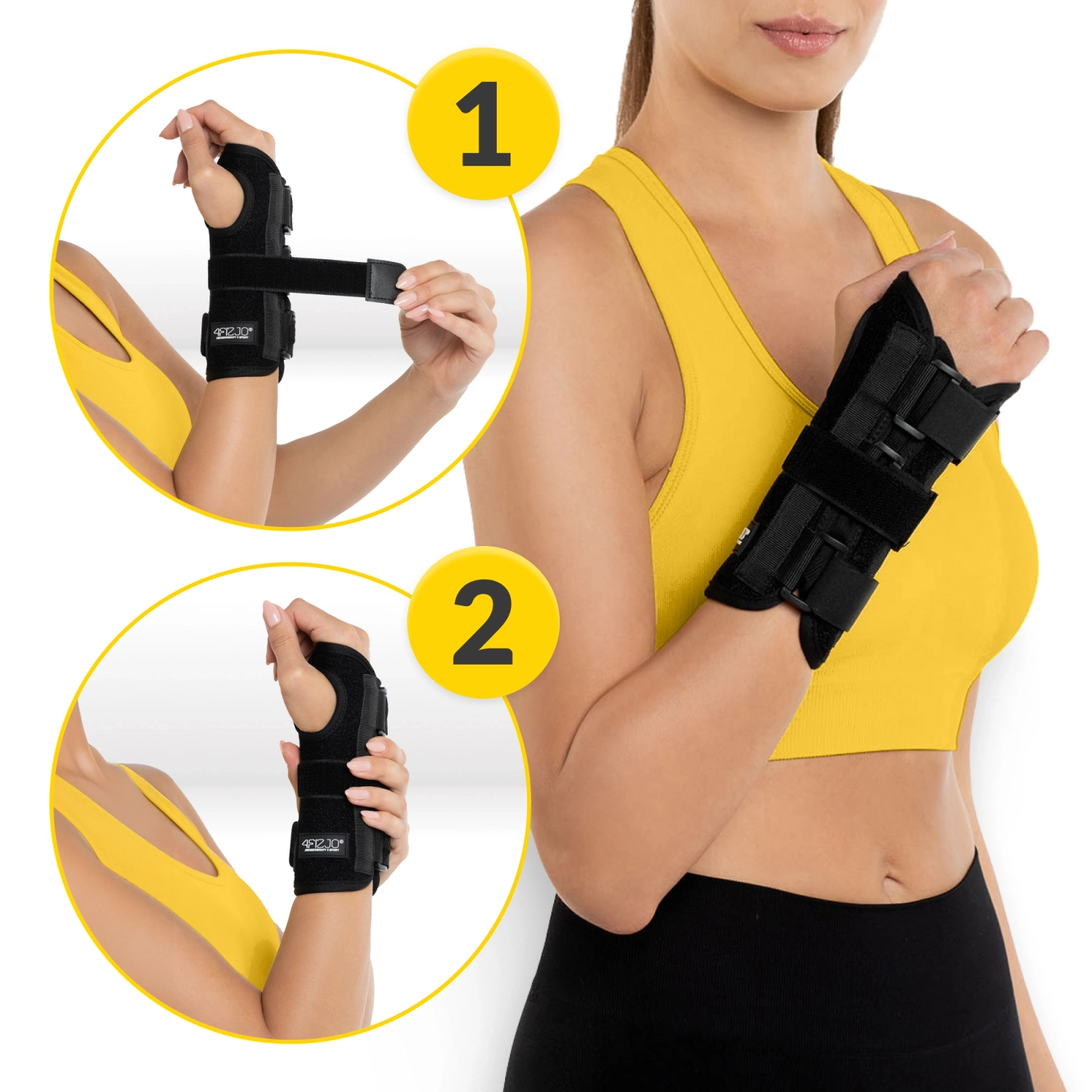 4Fizjo Right Wrist Orthosis with Splint, Black