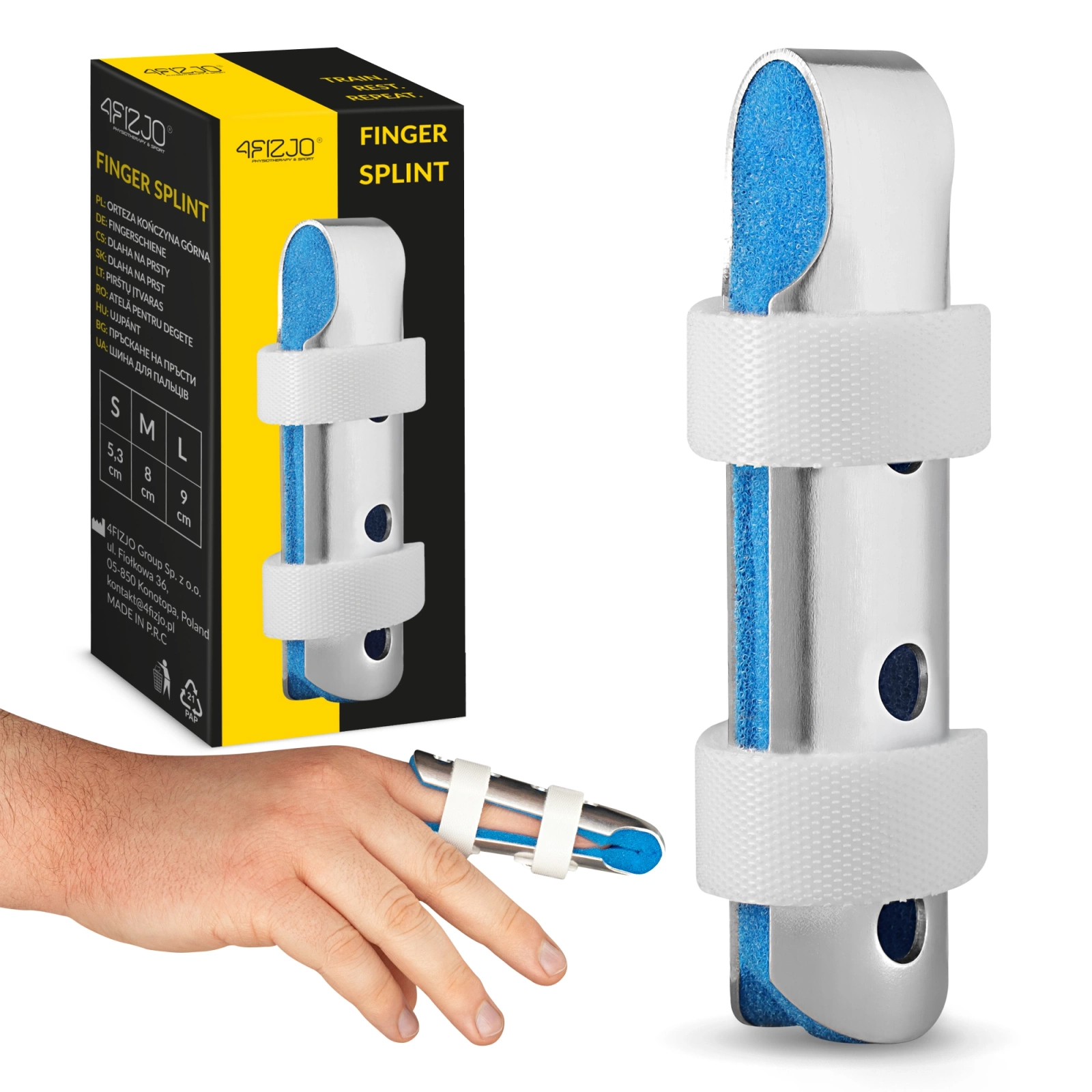 MED FN02 Finger Splint Brace with Aluminum Support, Size M