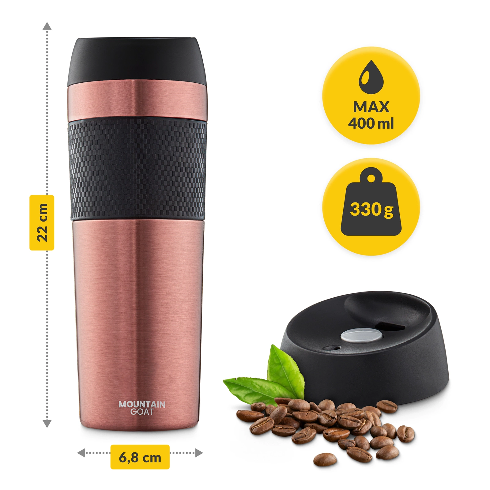 4Fizjo Mountain Goat TRAVEL Thermal Mug, 450 ml, Pink