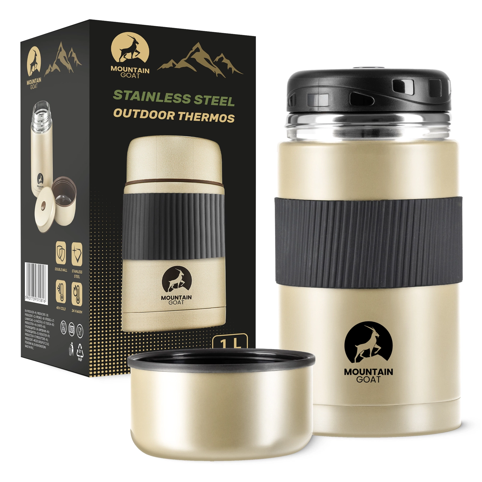4Fizjo pārtikas termoss Mountain Goat, 1L, zelta