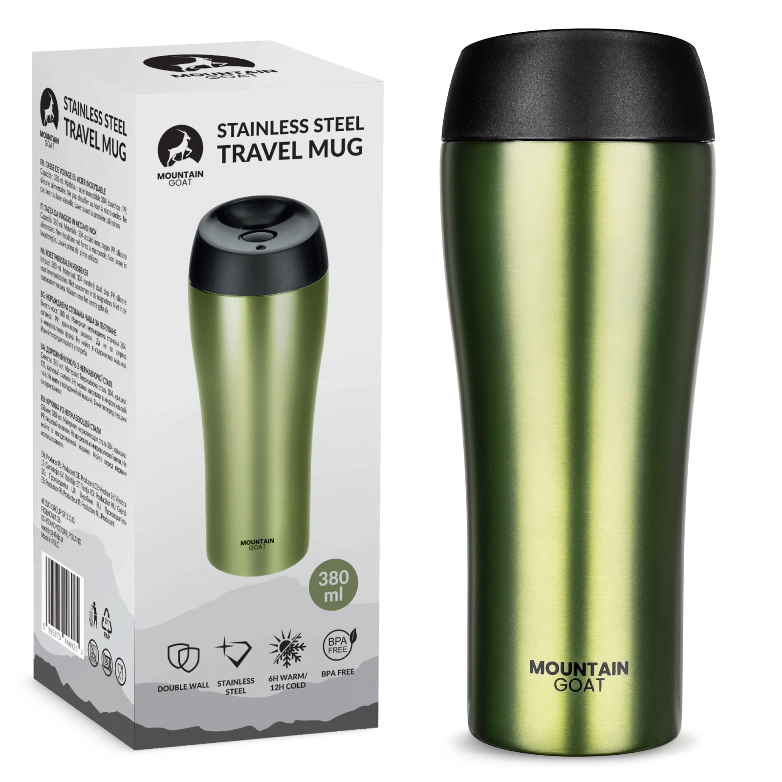 4Fizjo Mountain Goat TRAVEL termokrūze 380 ml, zaļa