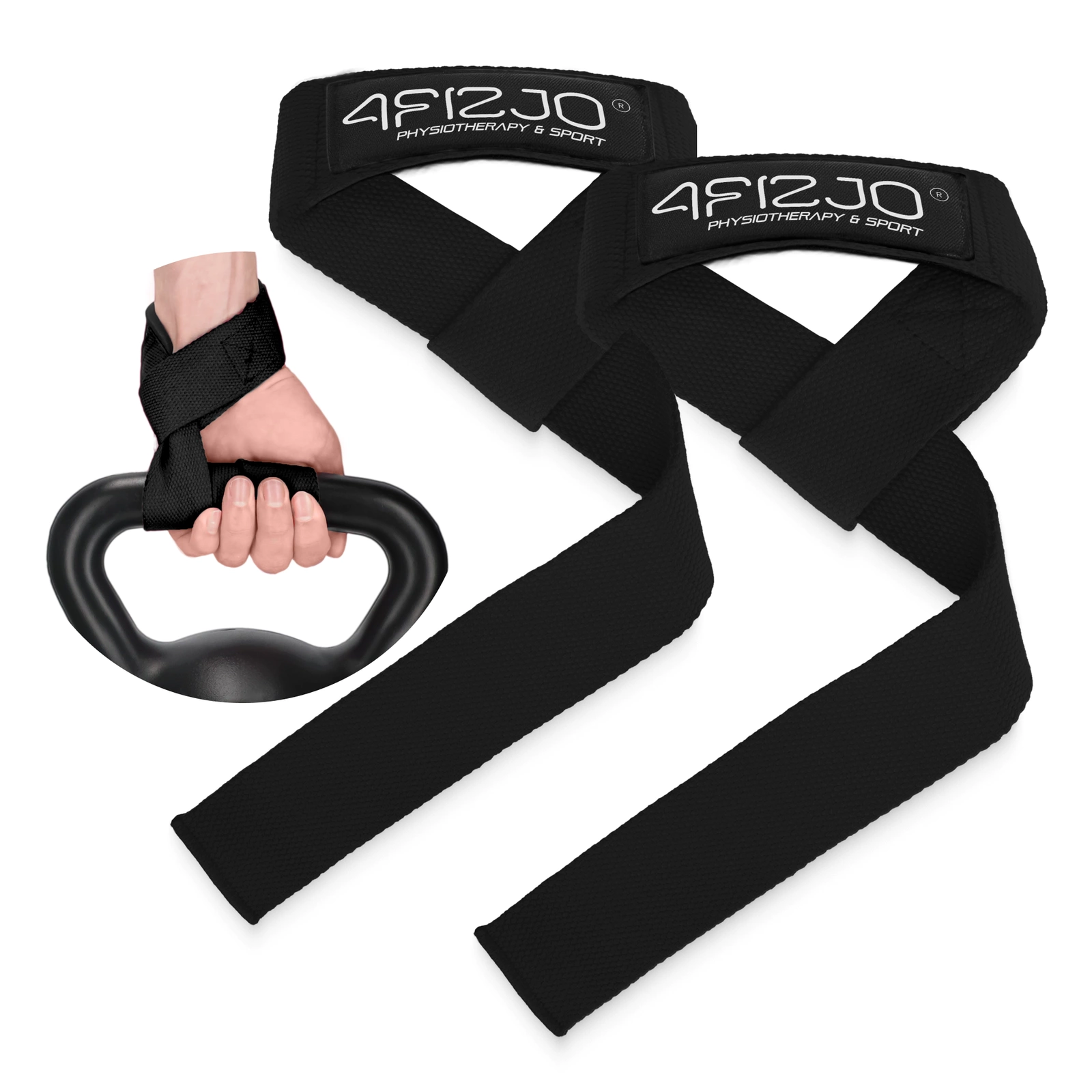 4Fizjo 1704 Deadlift Training Straps, Black