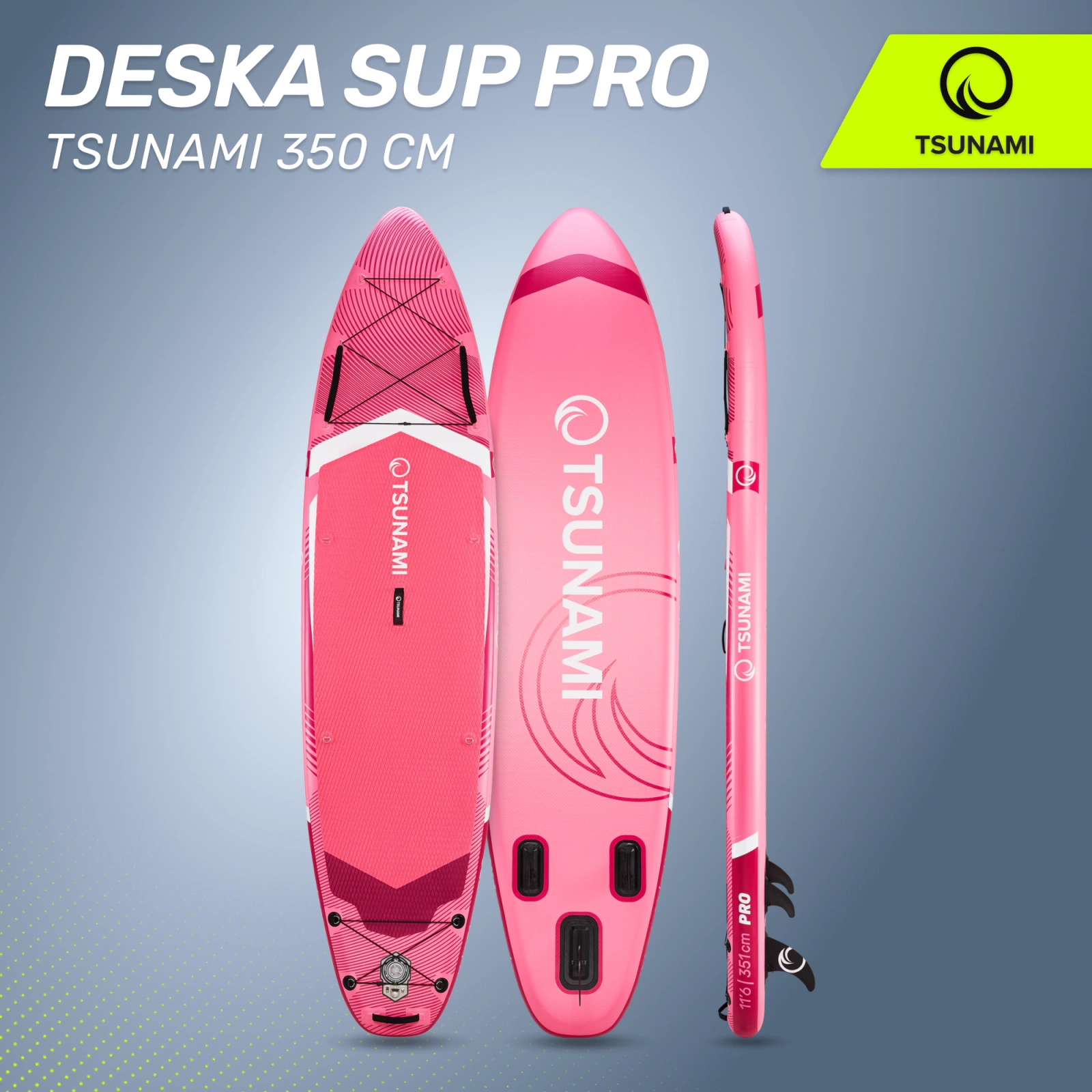 Надувная SUP-доска 4Fizjo TSUNAMI PRO 350 см, розовая