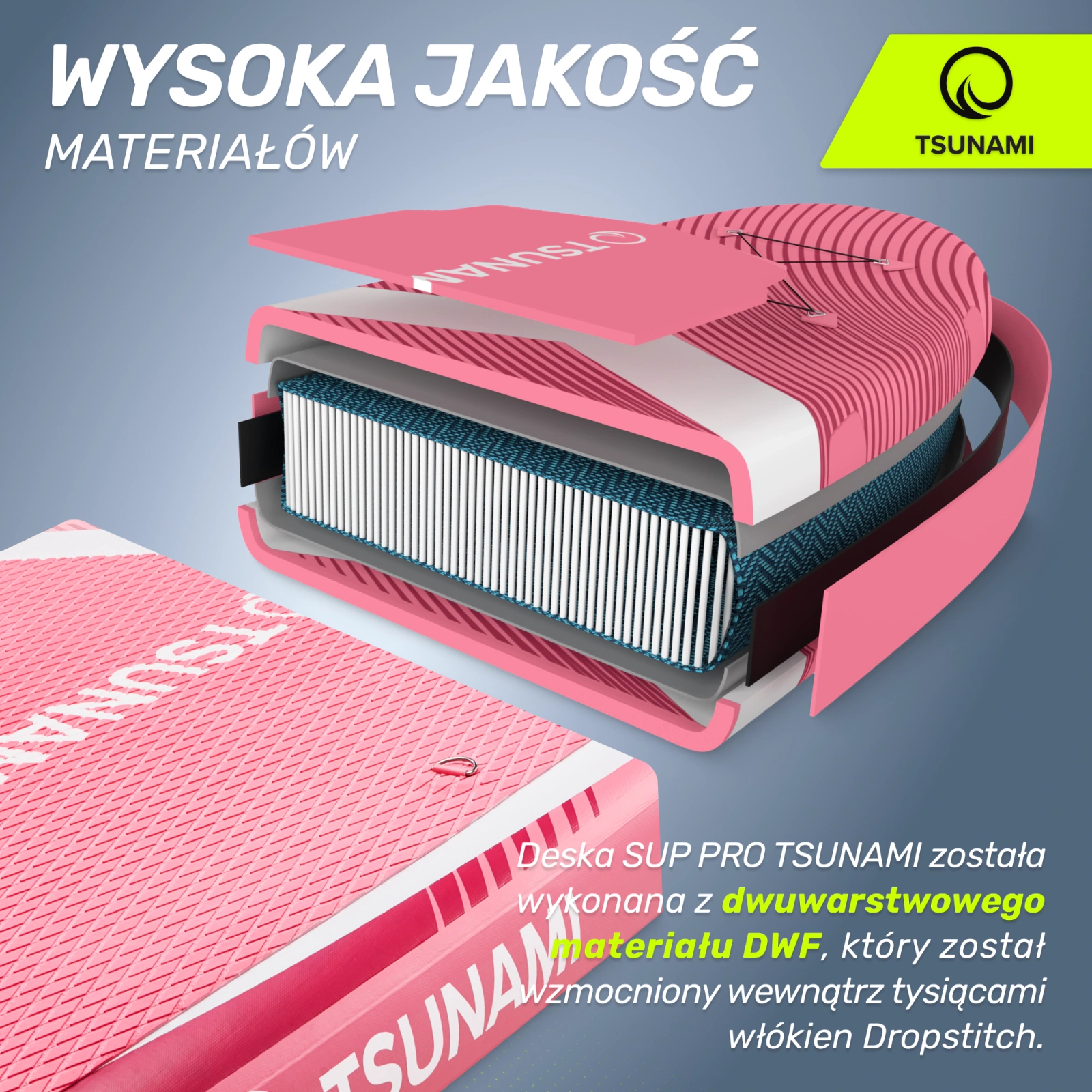Надувная SUP-доска 4Fizjo TSUNAMI PRO 350 см, розовая