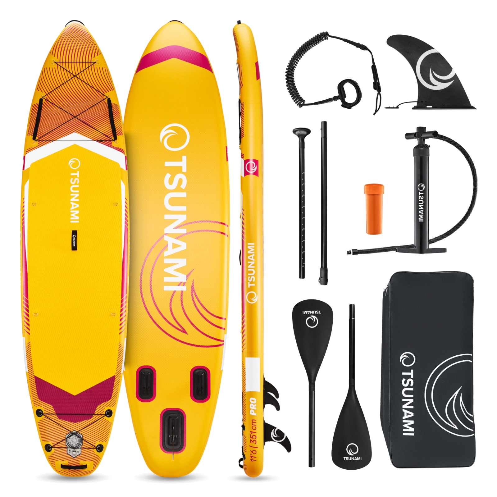 4Fizjo 1839 SUP dēlis PRO TSUNAMI 350 cm T11, dzeltens