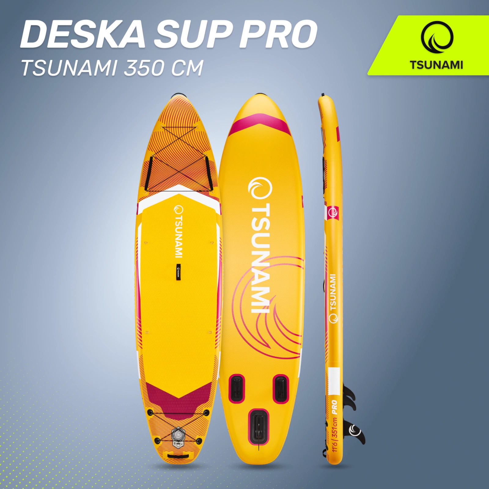 4Fizjo 1839 SUP dēlis PRO TSUNAMI 350 cm T11, dzeltens