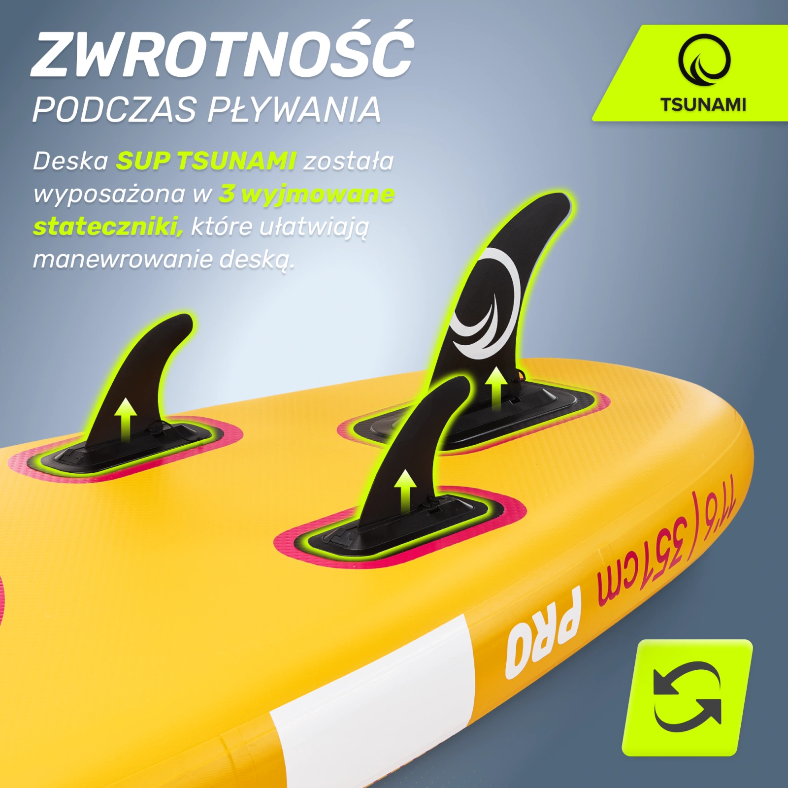 4Fizjo 1839 SUP dēlis PRO TSUNAMI 350 cm T11, dzeltens