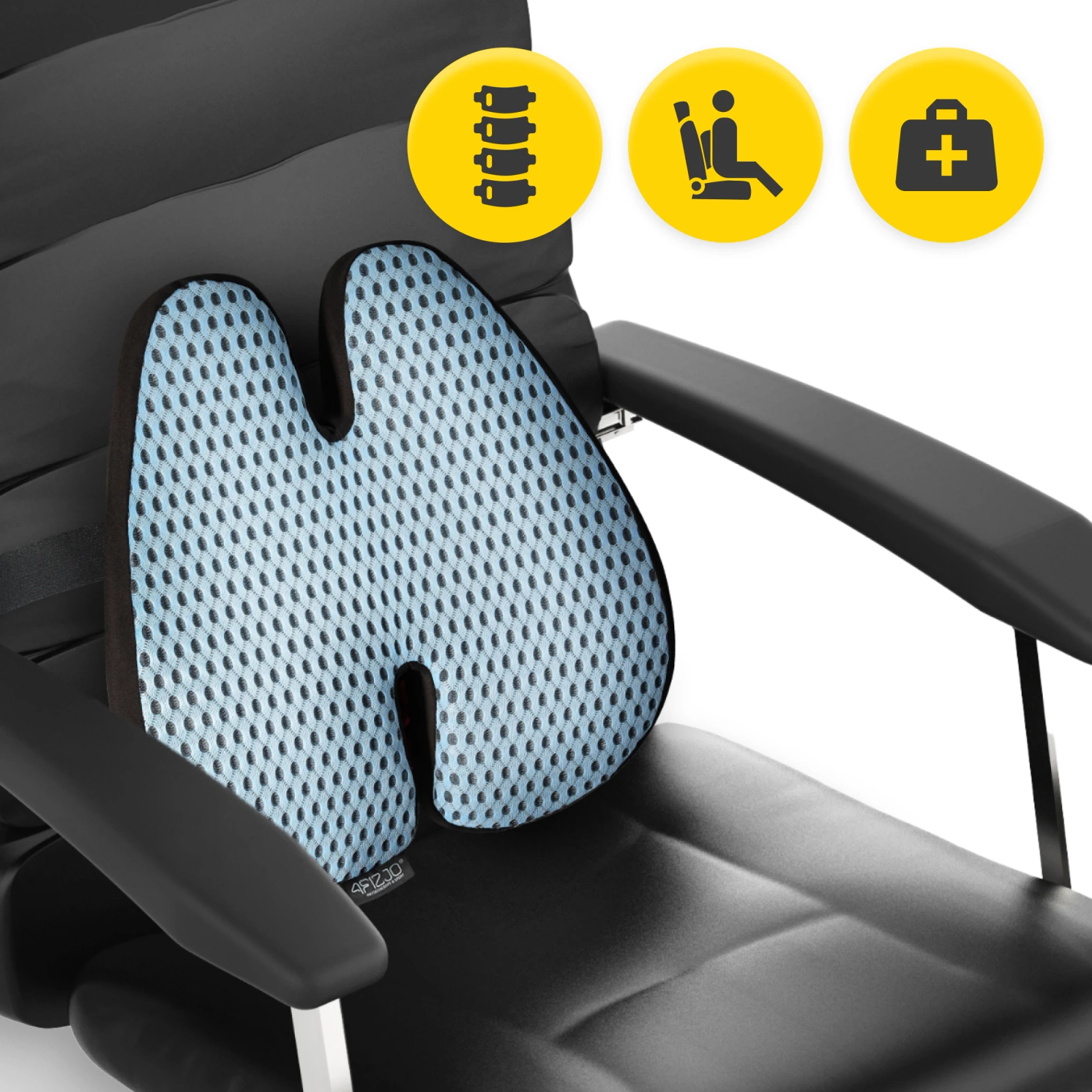 4Fizjo 1074 Orthopedic Back Support Cushion, Blue