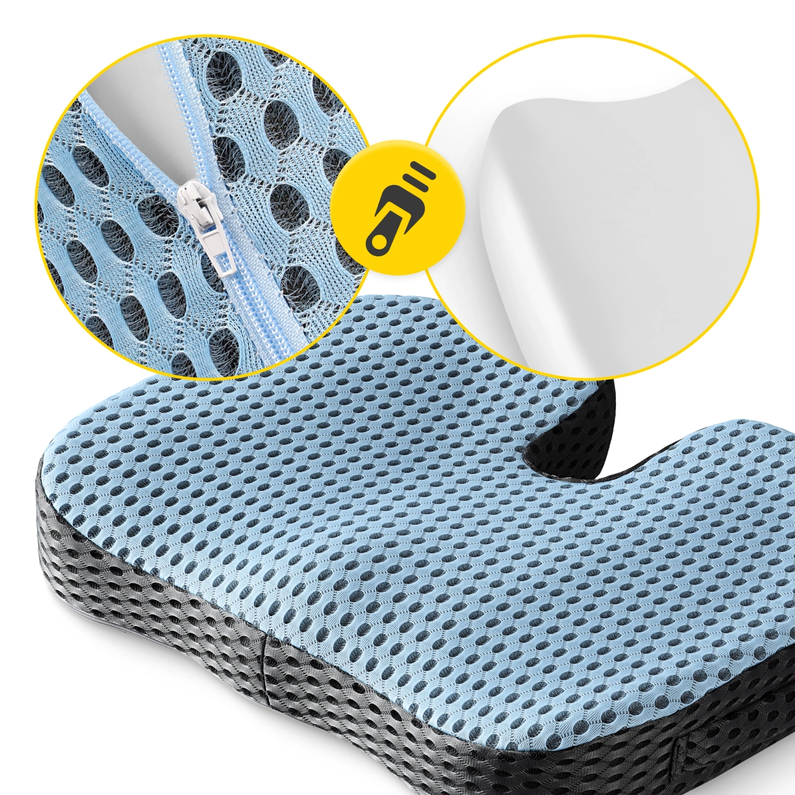 Orthopedic Memory Foam Seat Cushion for Tailbone Pain, Blue
