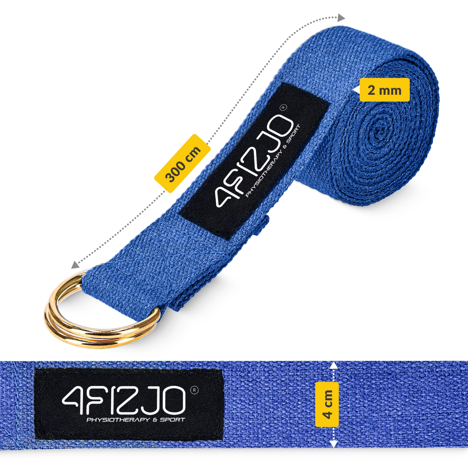 4Fizjo Yoga Strap, 300 cm, Navy Blue