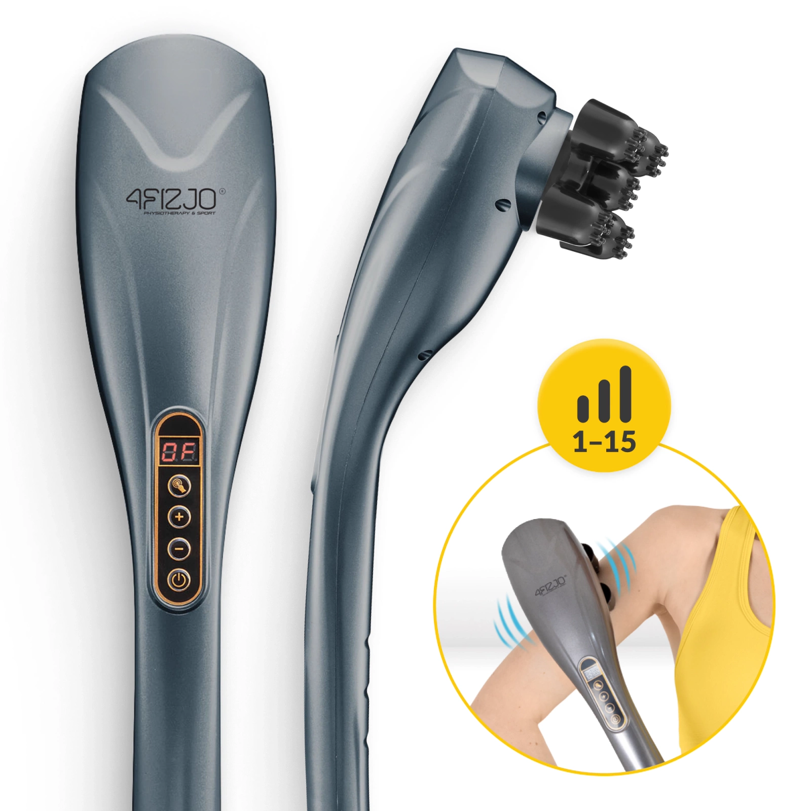 4Fizjo 1115 Handheld Vibrating Body Massager, Grey