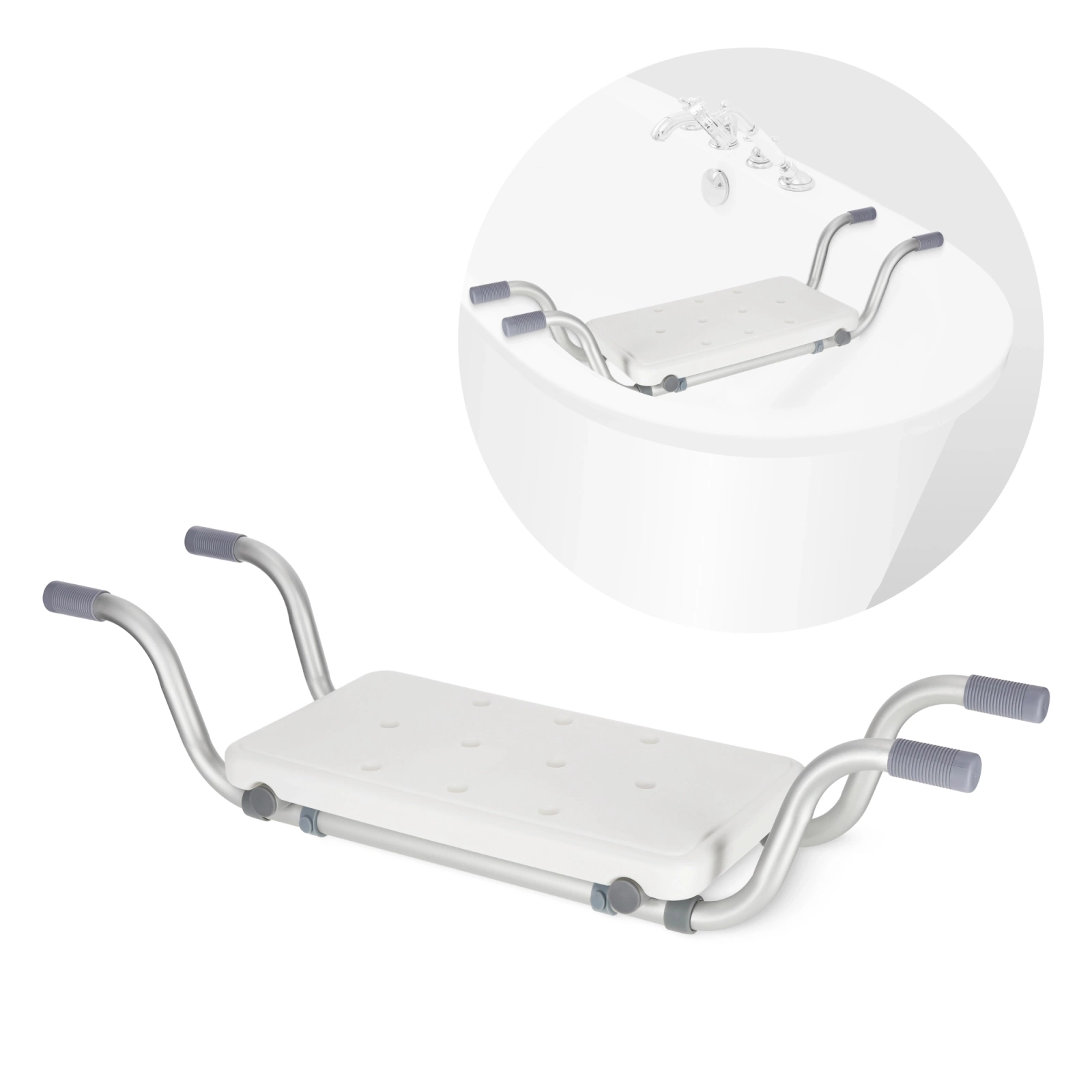 4Fizjo 1573 Iegremdējams vannas soliņš, balts/pelēks