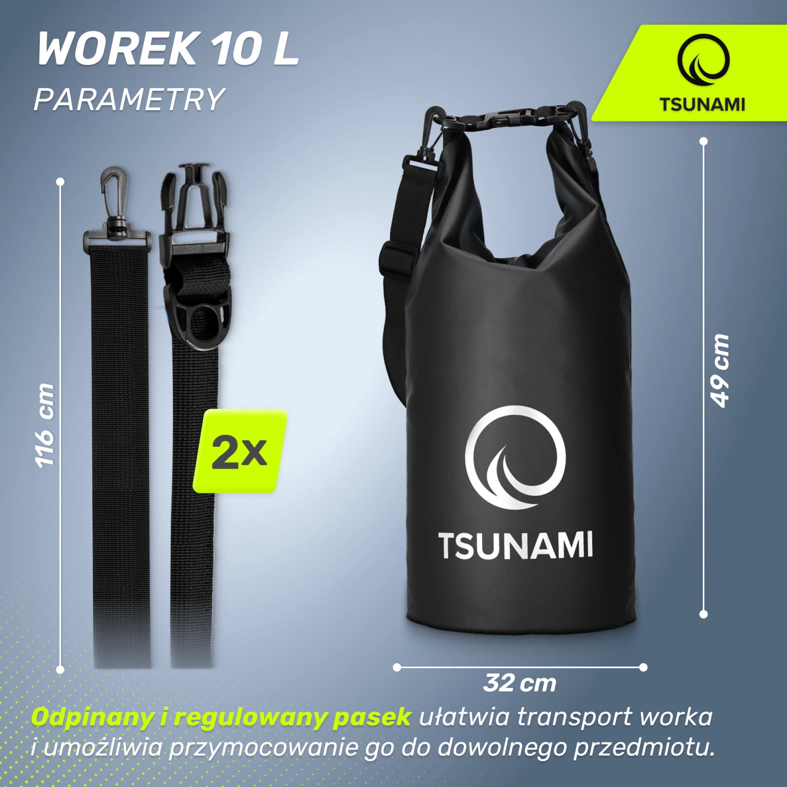 4Fizjo TSUNAMI Waterproof Dry Bag 10L, Black