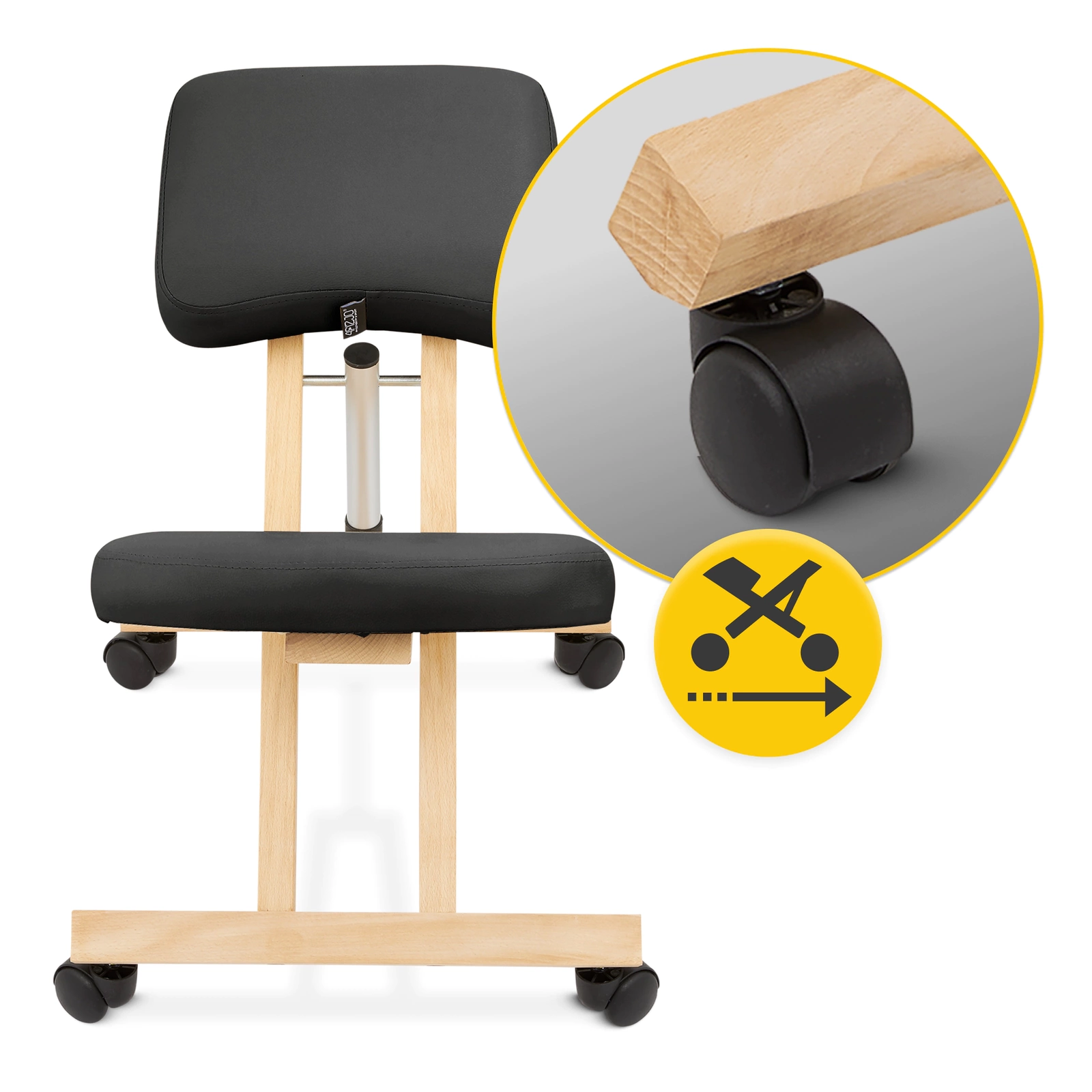 4Fizjo PURE ergonomisks ceļgalu krēsls, melns