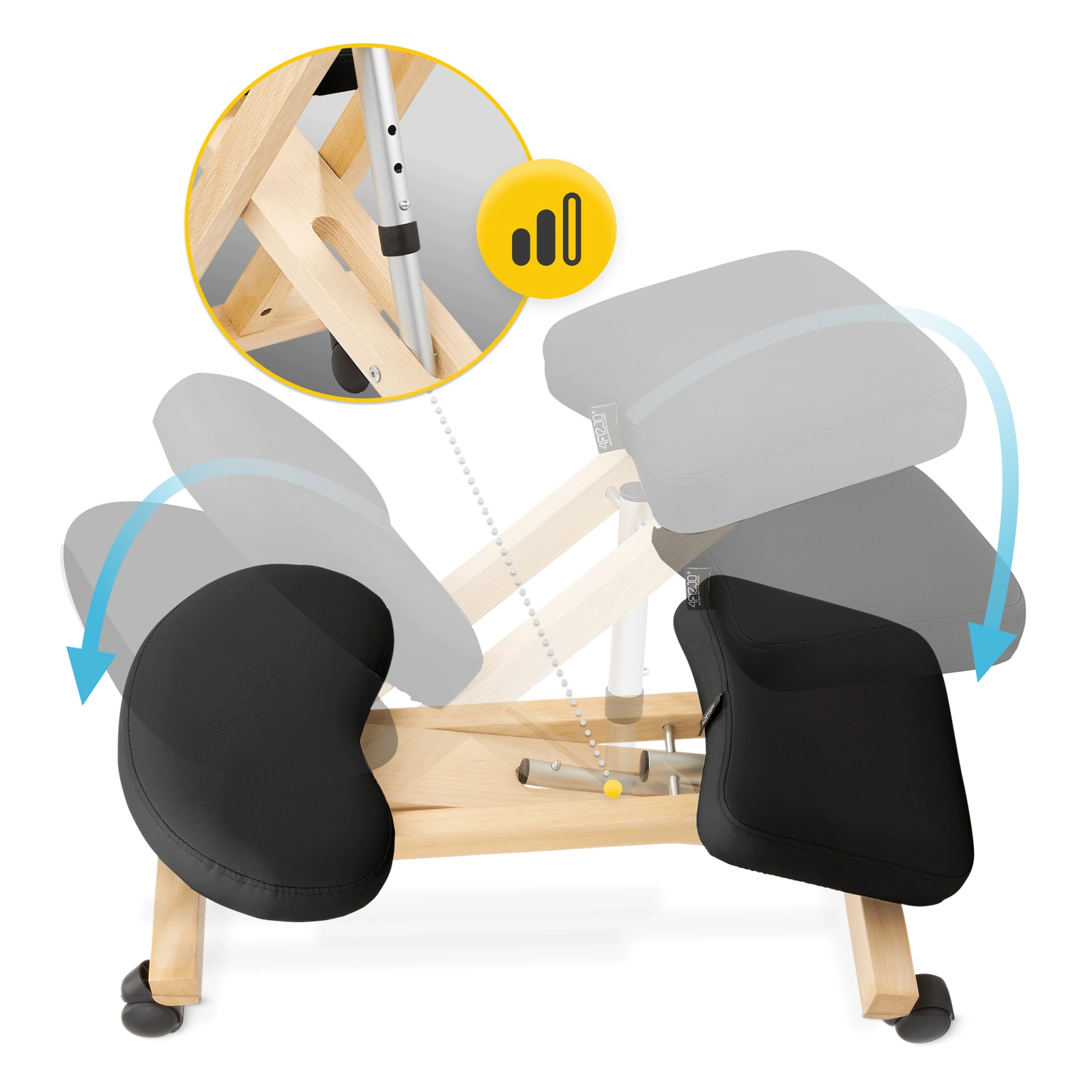 4Fizjo PURE ergonomisks ceļgalu krēsls, melns