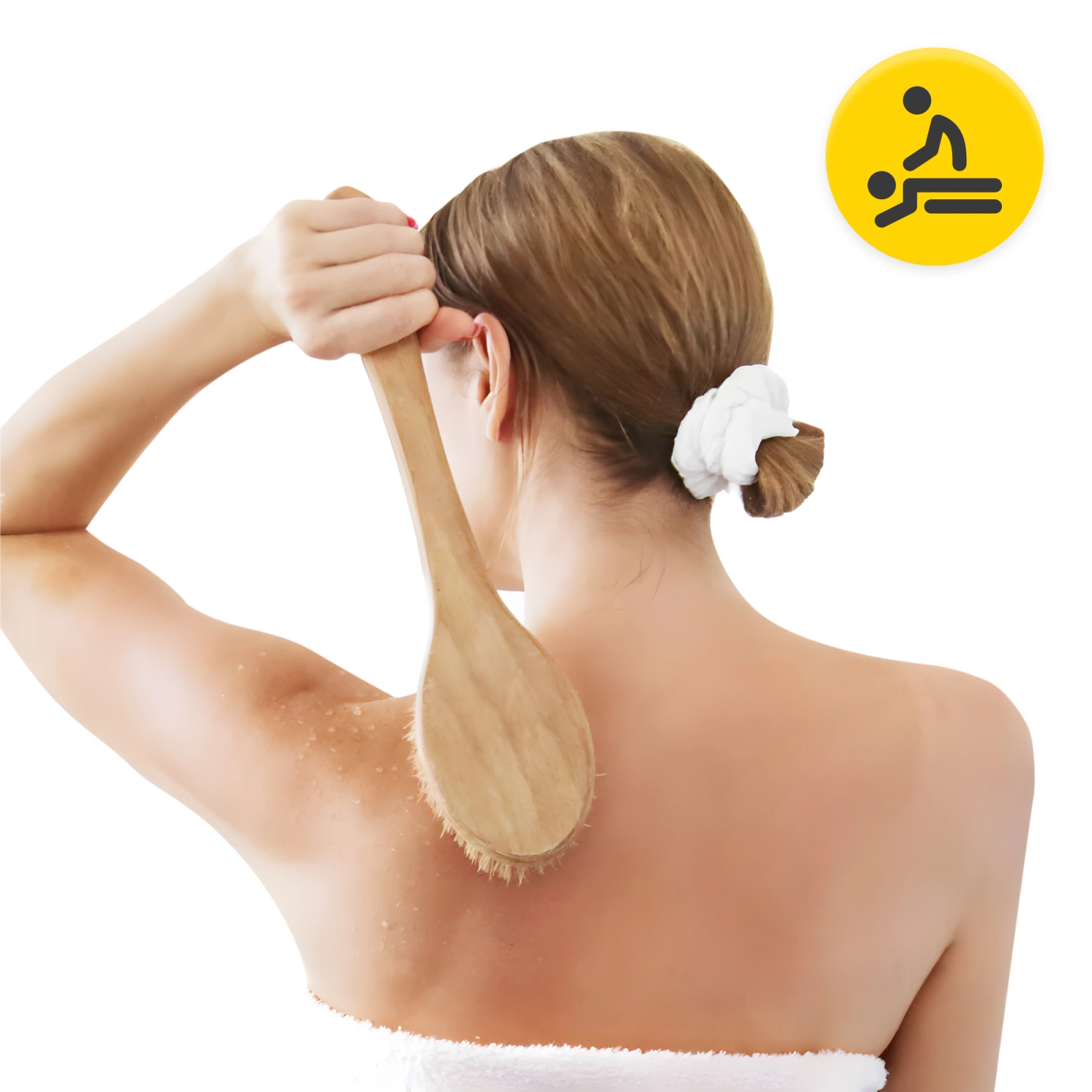 4Fizjo 603 Long Body Massage Brush, Hard, Bamboo