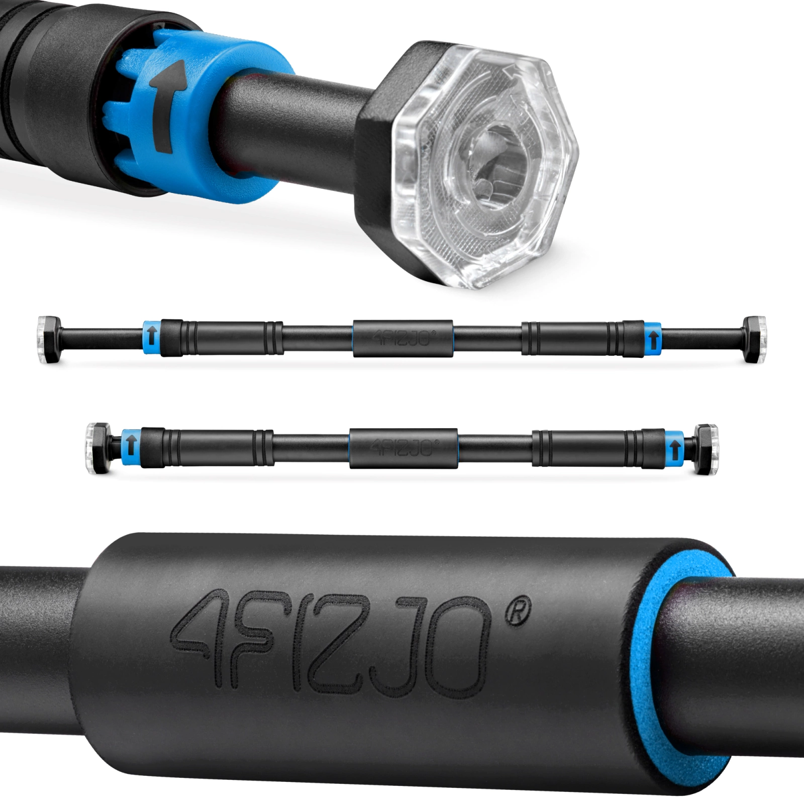 4Fizjo Adjustable Doorway Pull-Up Bar 66-100 cm, Black/Blue