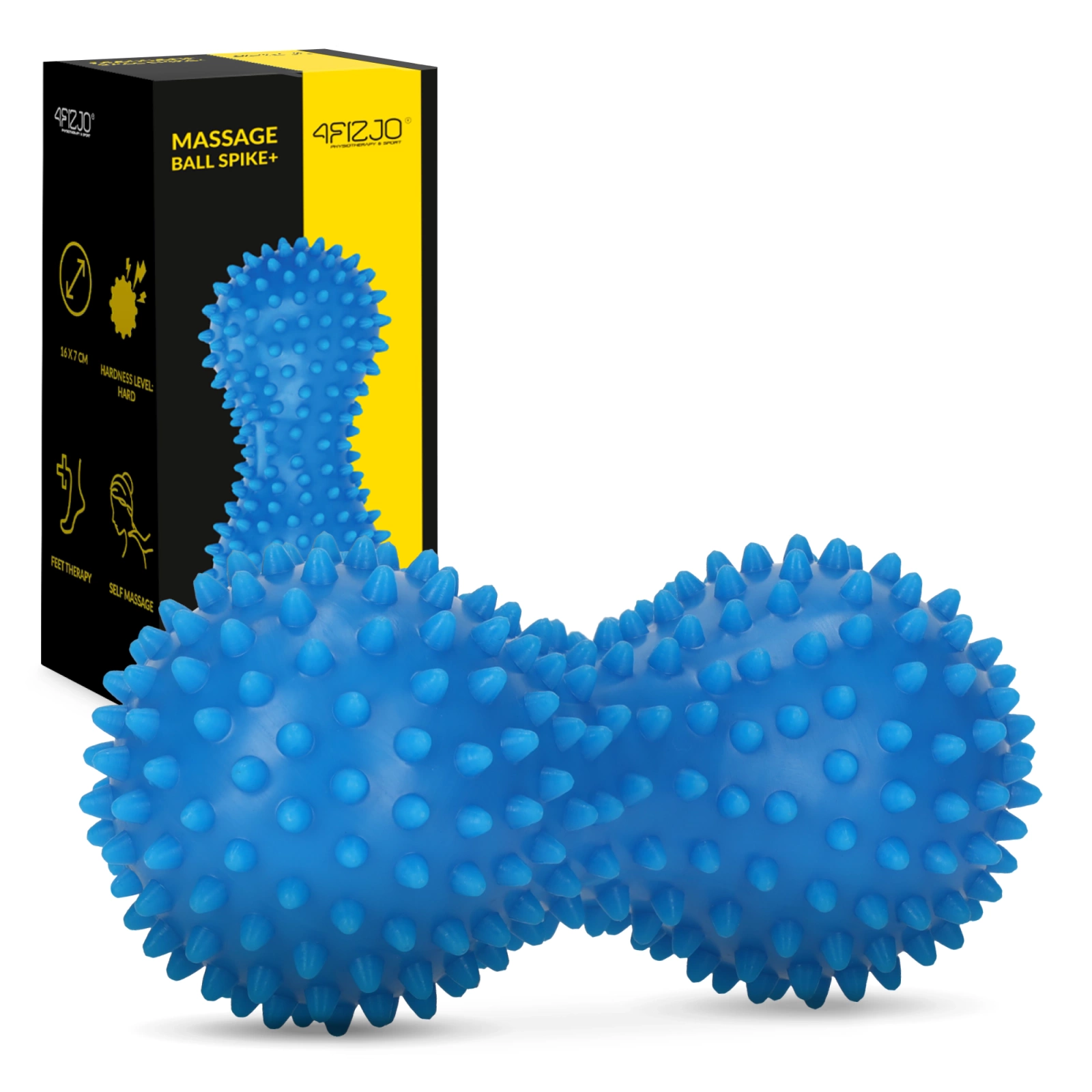 Spiky Peanut Double Massage Ball 4FIZJO for Trigger Point Therapy, Blue