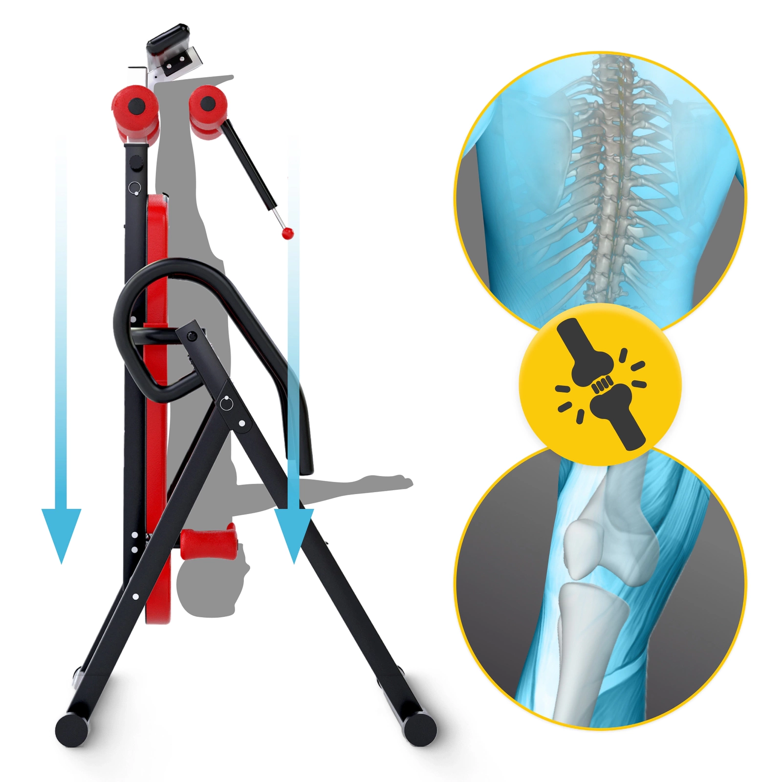 4Fizjo 1334 Inversion Table, Red/Black