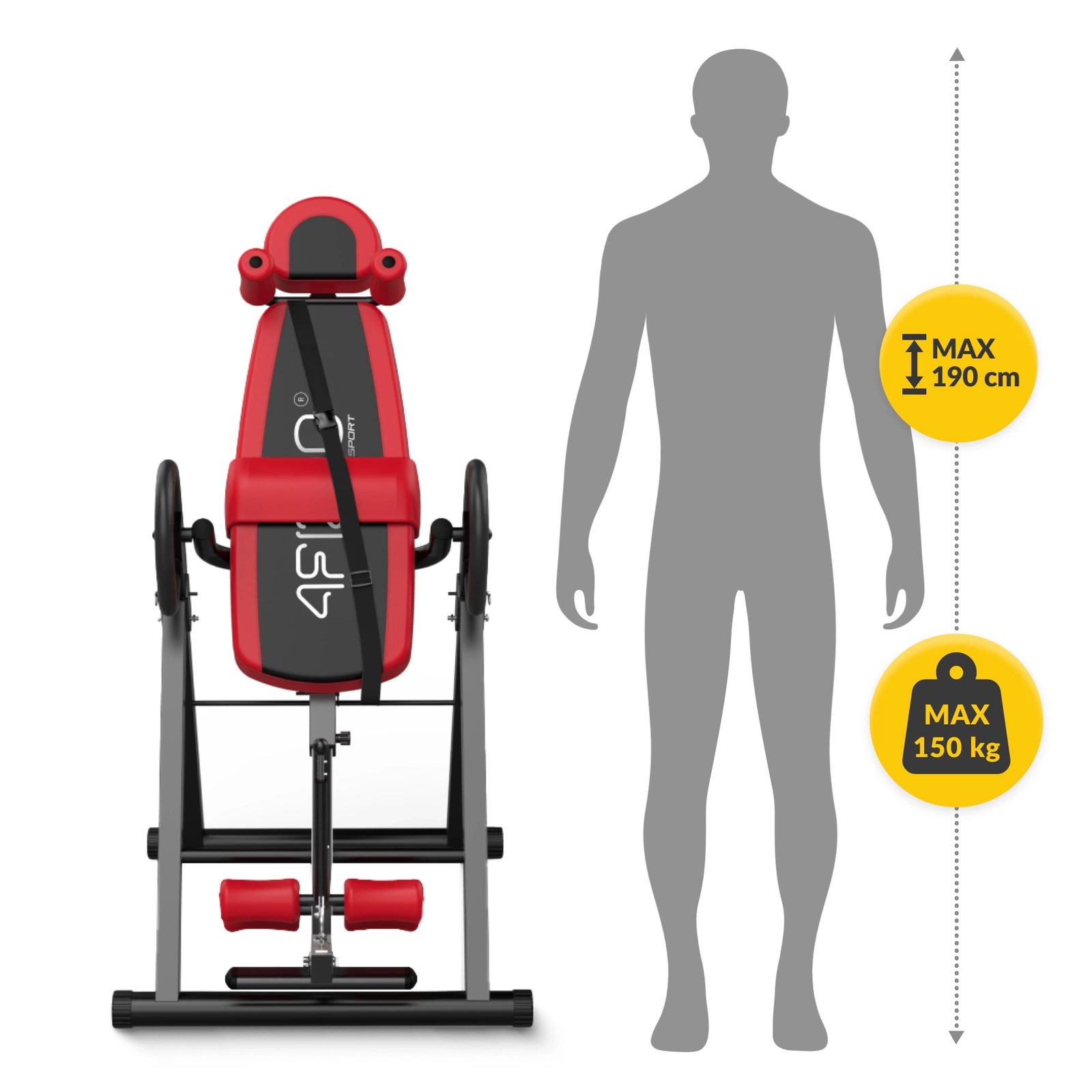 4Fizjo 1334 Inversion Table, Red/Black