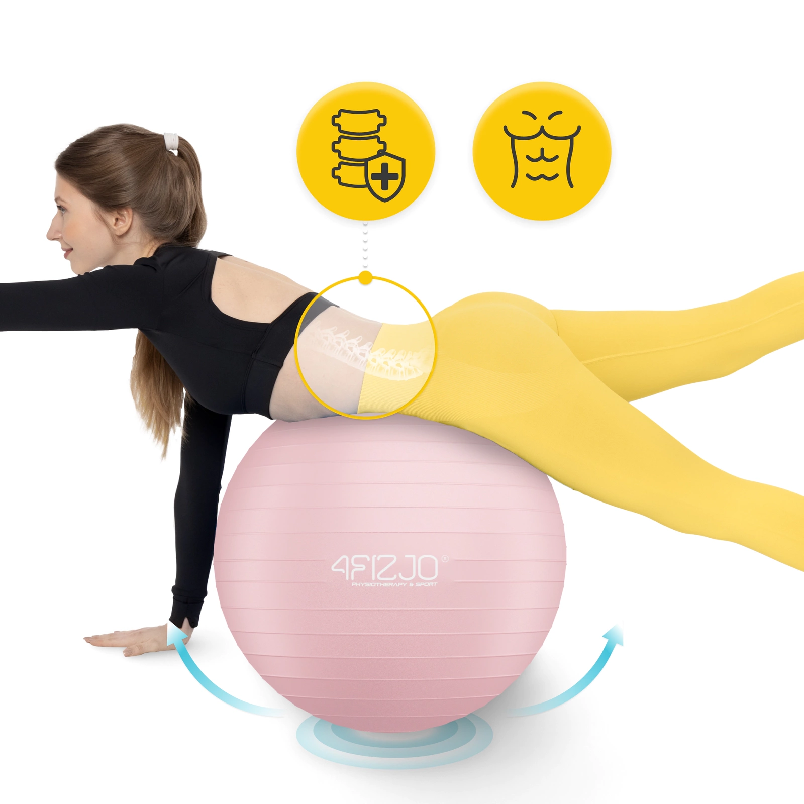 4FIZJO Inflatable Exercise & Rehabilitation Ball 55 cm, Pink