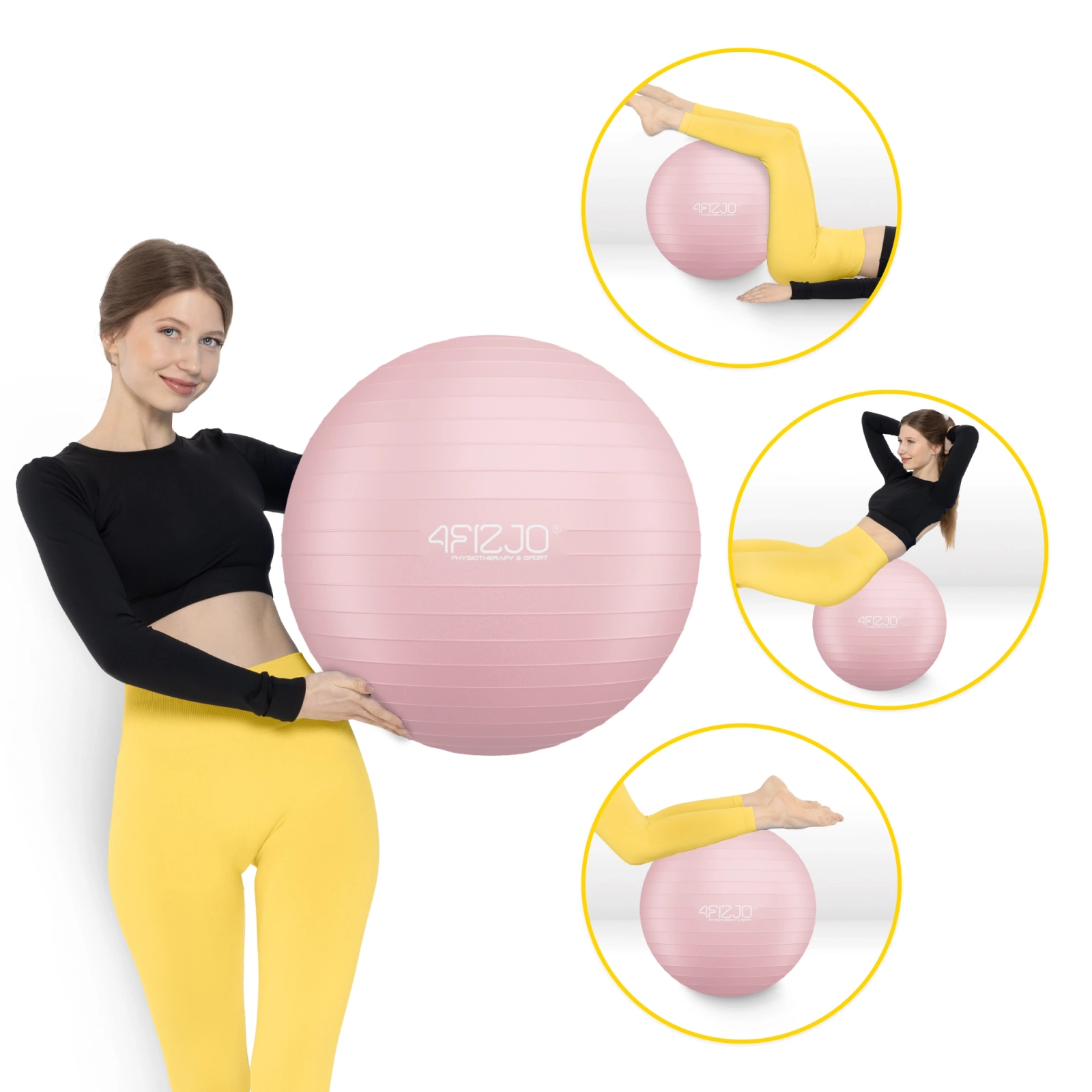 4FIZJO Inflatable Exercise & Rehabilitation Ball 55 cm, Pink