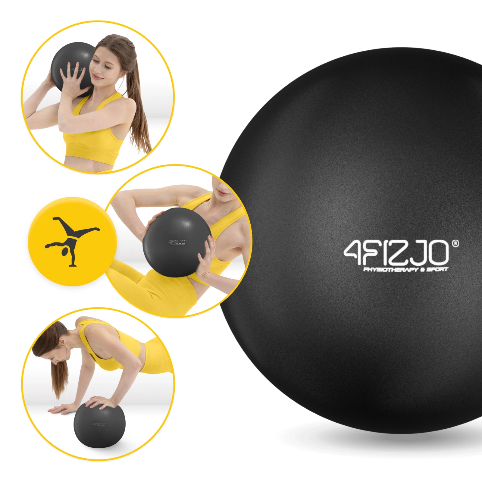 4Fizjo 232 Pilates and Rehabilitation Ball, 22 cm, Black