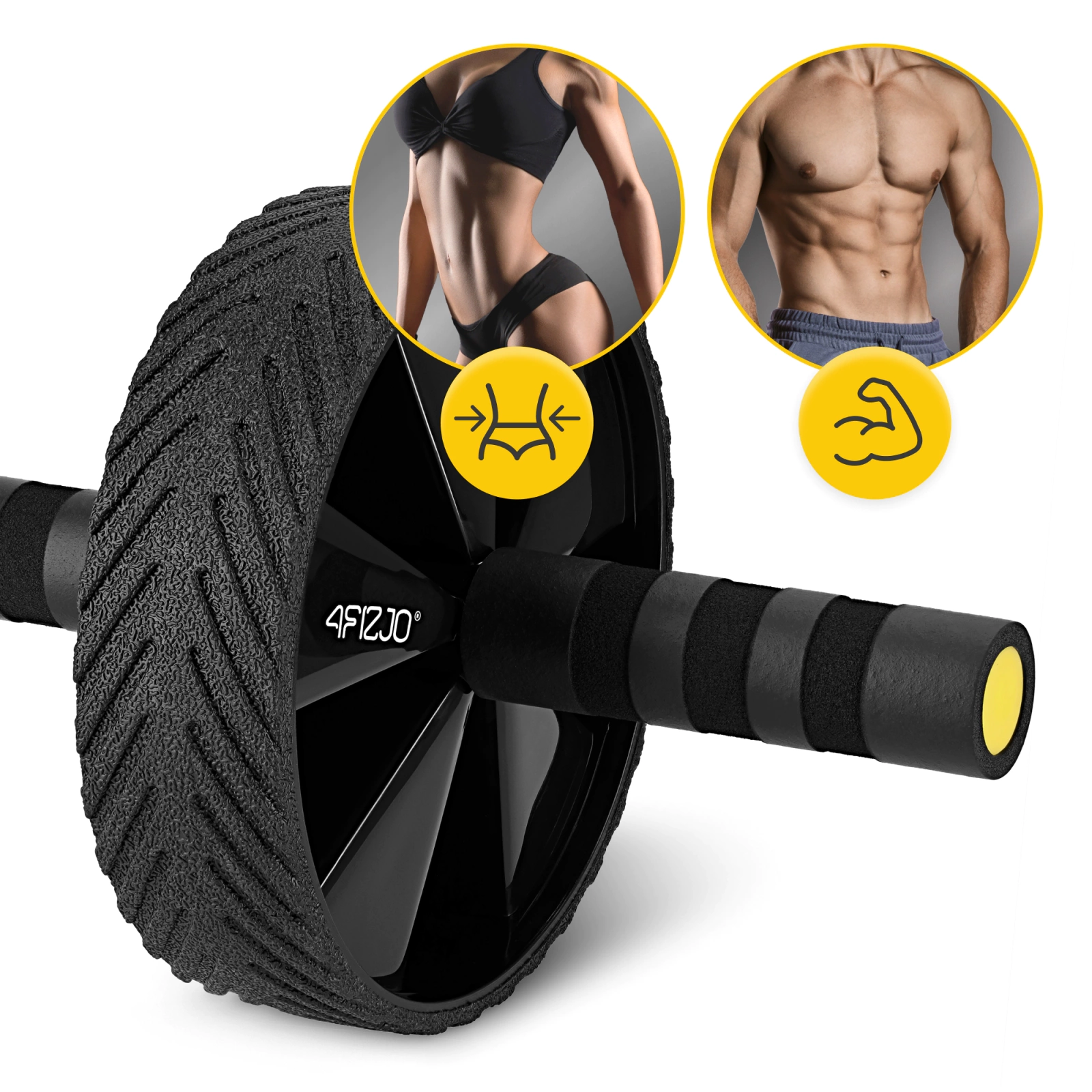 Ролик для пресса 4FIZJO AB WHEEL PRO для тренировки мышц живота, желтый