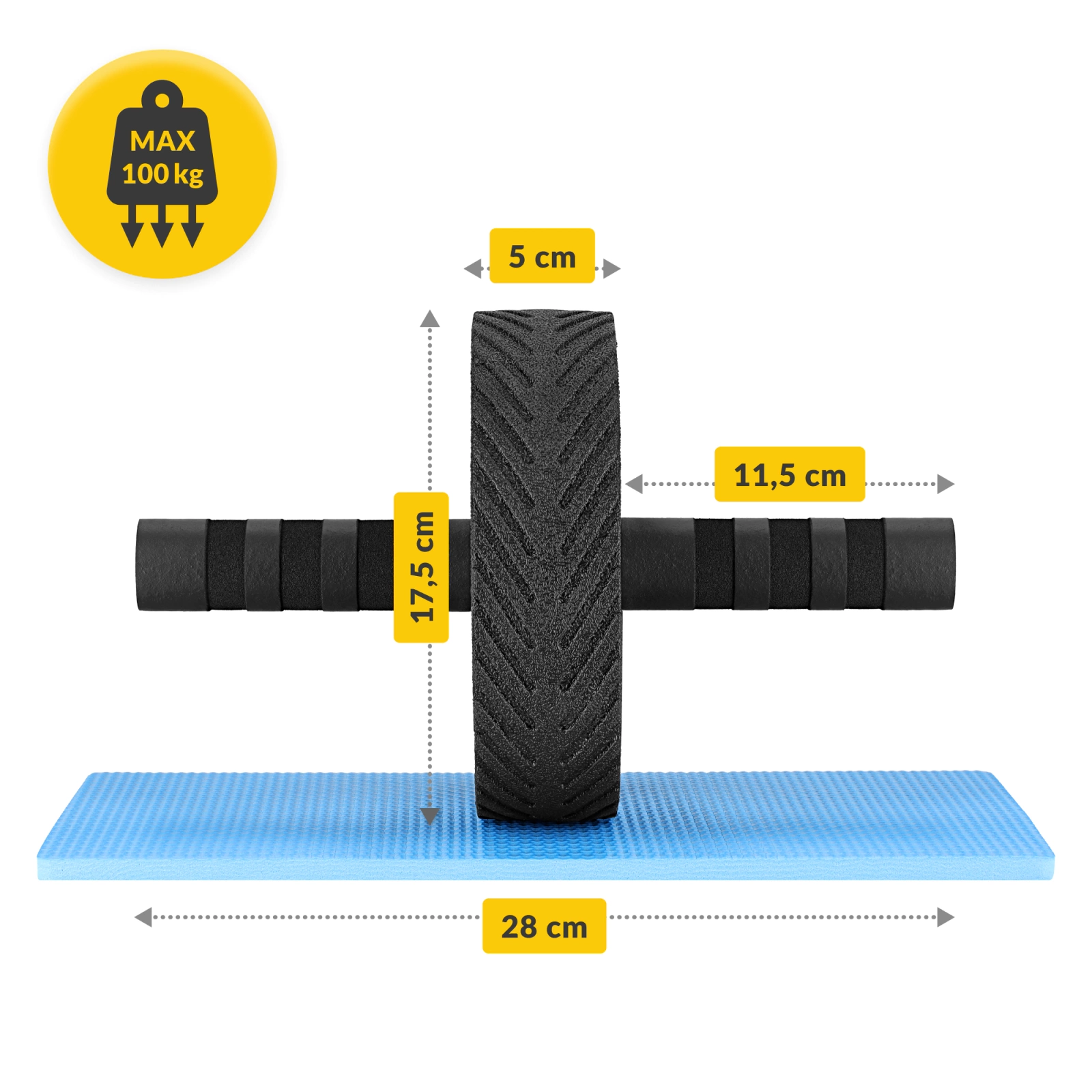 Ролик для пресса 4FIZJO AB WHEEL PRO для тренировки мышц живота, желтый
