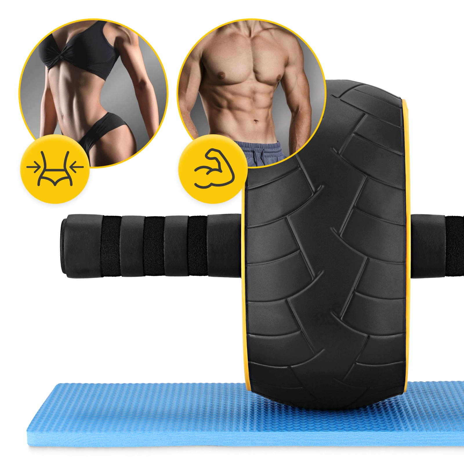 4Fizjo AB Wheel XL ролик для пресса, черно-желтый
