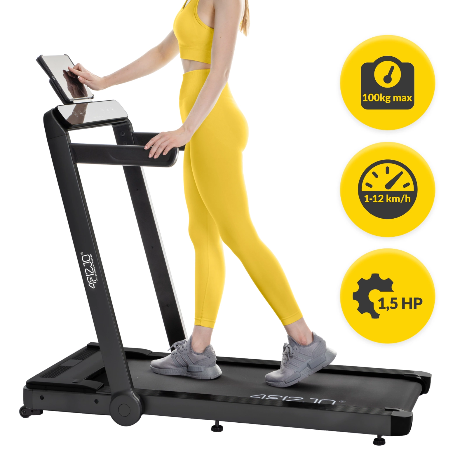 4Fizjo TM PURE Folding Treadmill for Home / Under Desk, Black