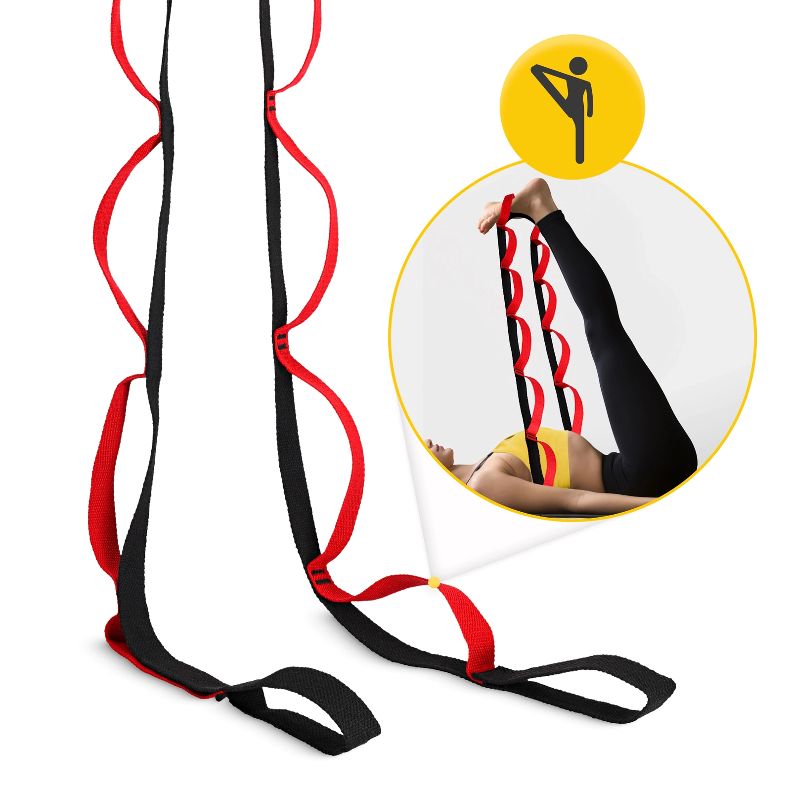 4Fizjo 1710 Stretching and Yoga Strap, Red/Black