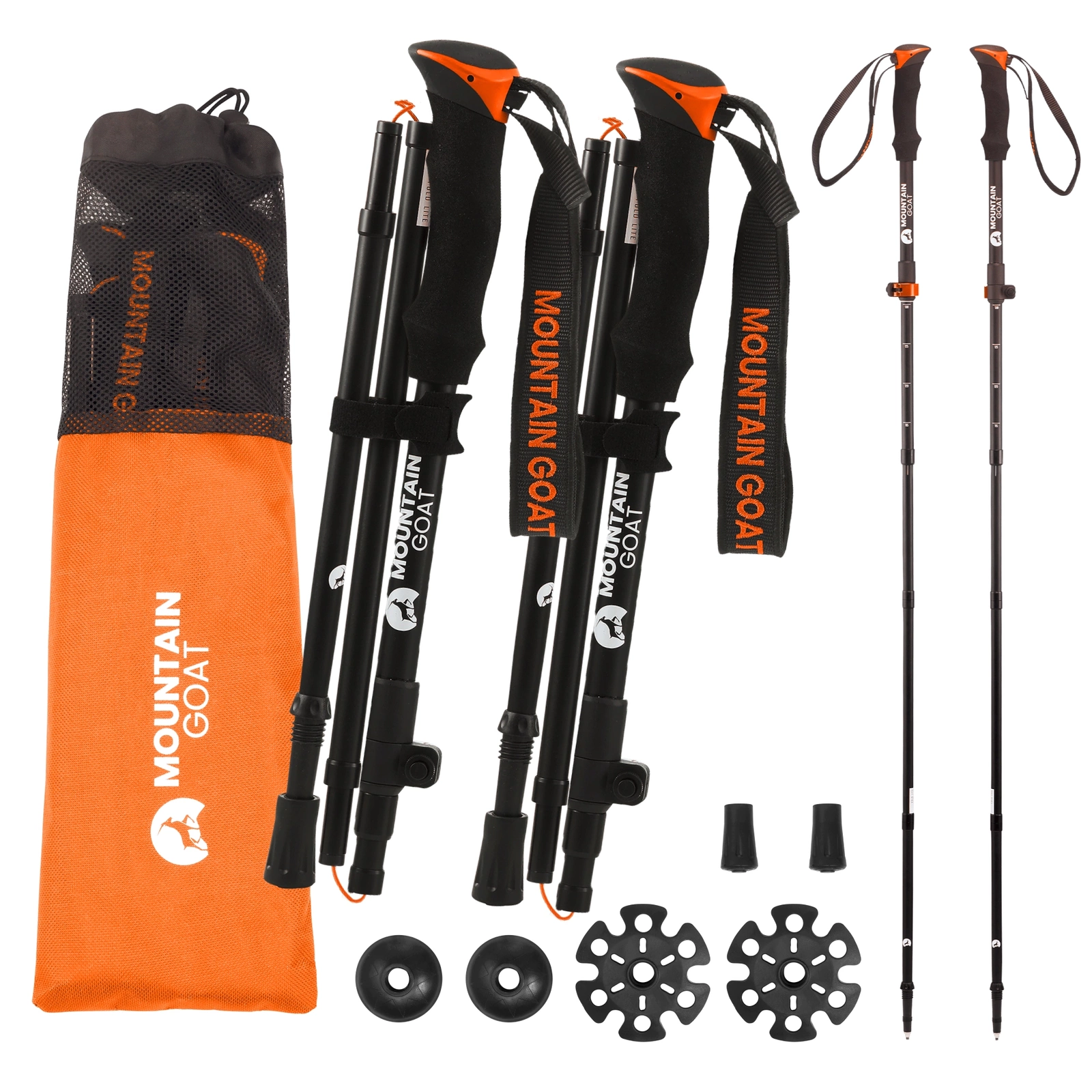 4Fizjo 1032 PRO+ Mountain Goat Folding Trekking & Nordic Walking Poles, Orange