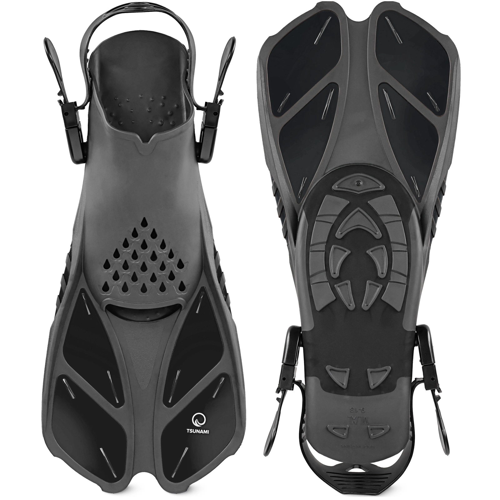 Регулируемые ласты для плавания 4Fizjo TSUNAMI S/M (36-41), серые