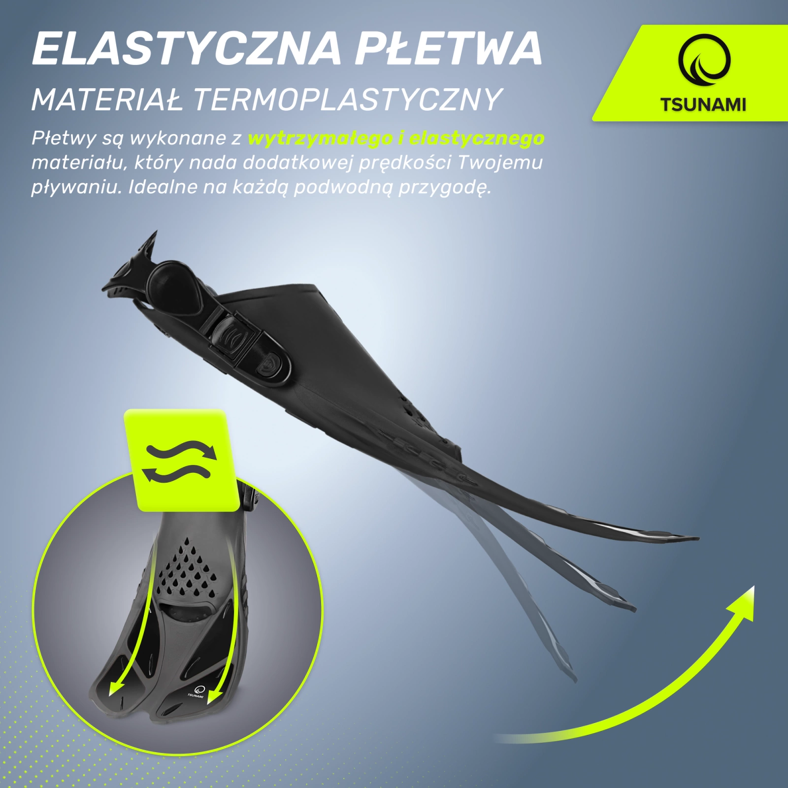 Регулируемые ласты для плавания 4Fizjo TSUNAMI S/M (36-41), серые