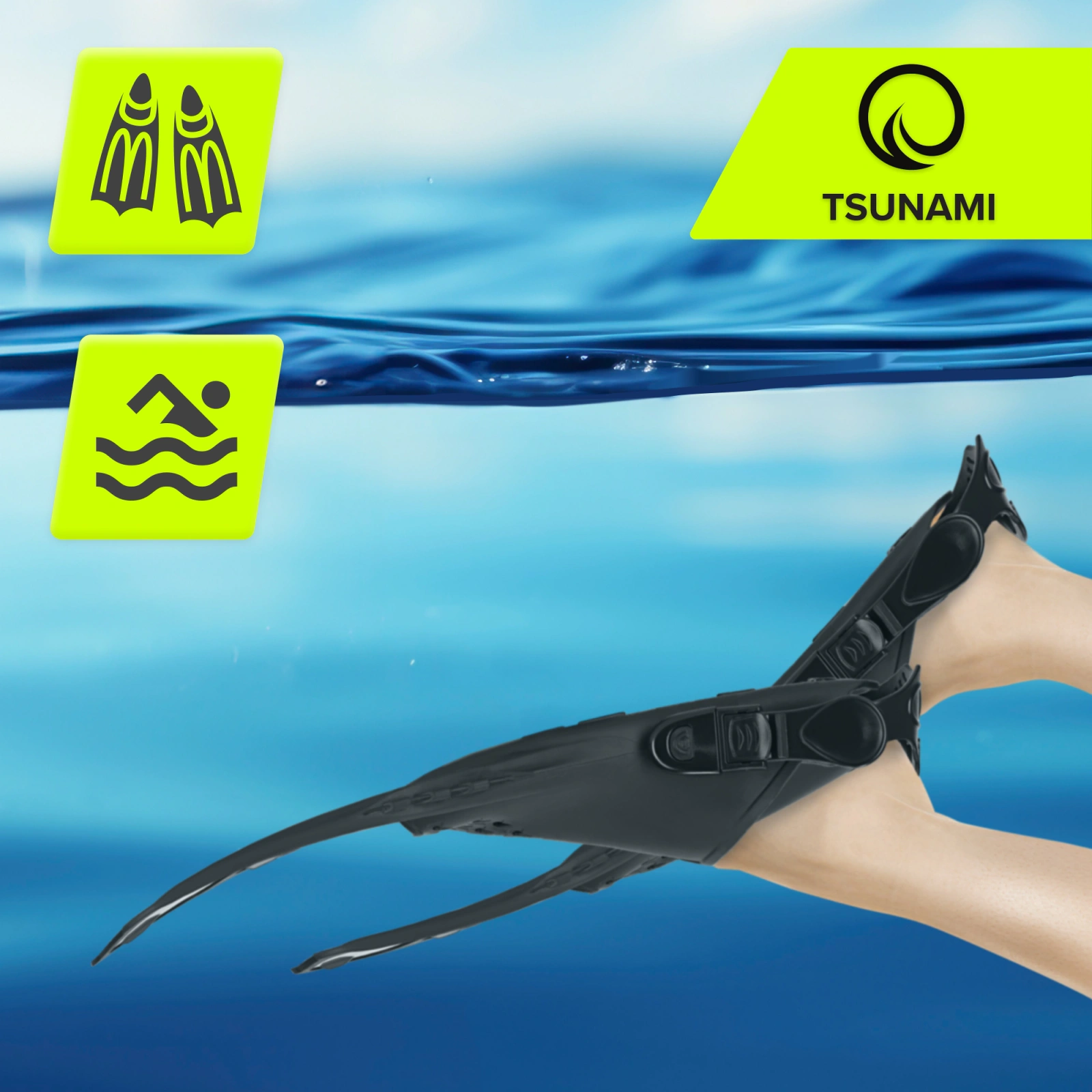 4Fizjo TSUNAMI regulējamas peldēšanas pleznas S/M (36-41), pelēkas
