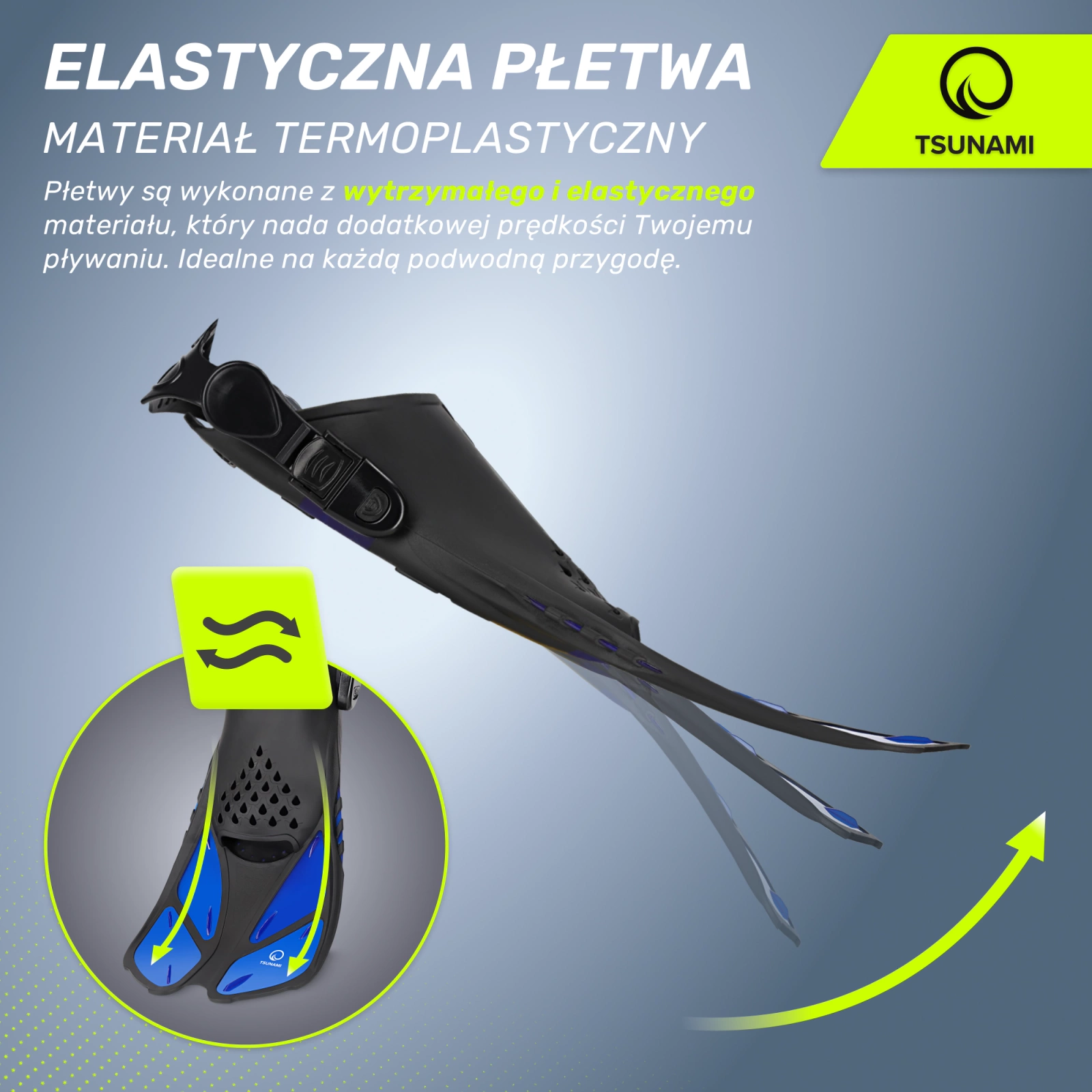 Регулируемые ласты для плавания 4Fizjo TSUNAMI L/XL (42-47), темно-синие