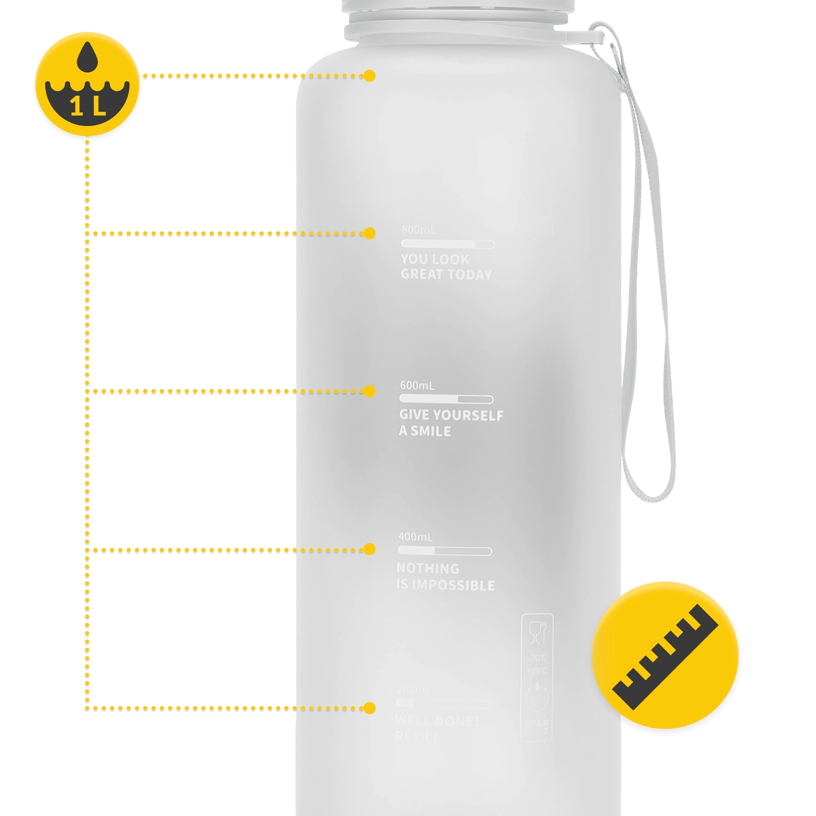 4Fizjo Tritan Sports Water Bottle 1000 ml, Grey
