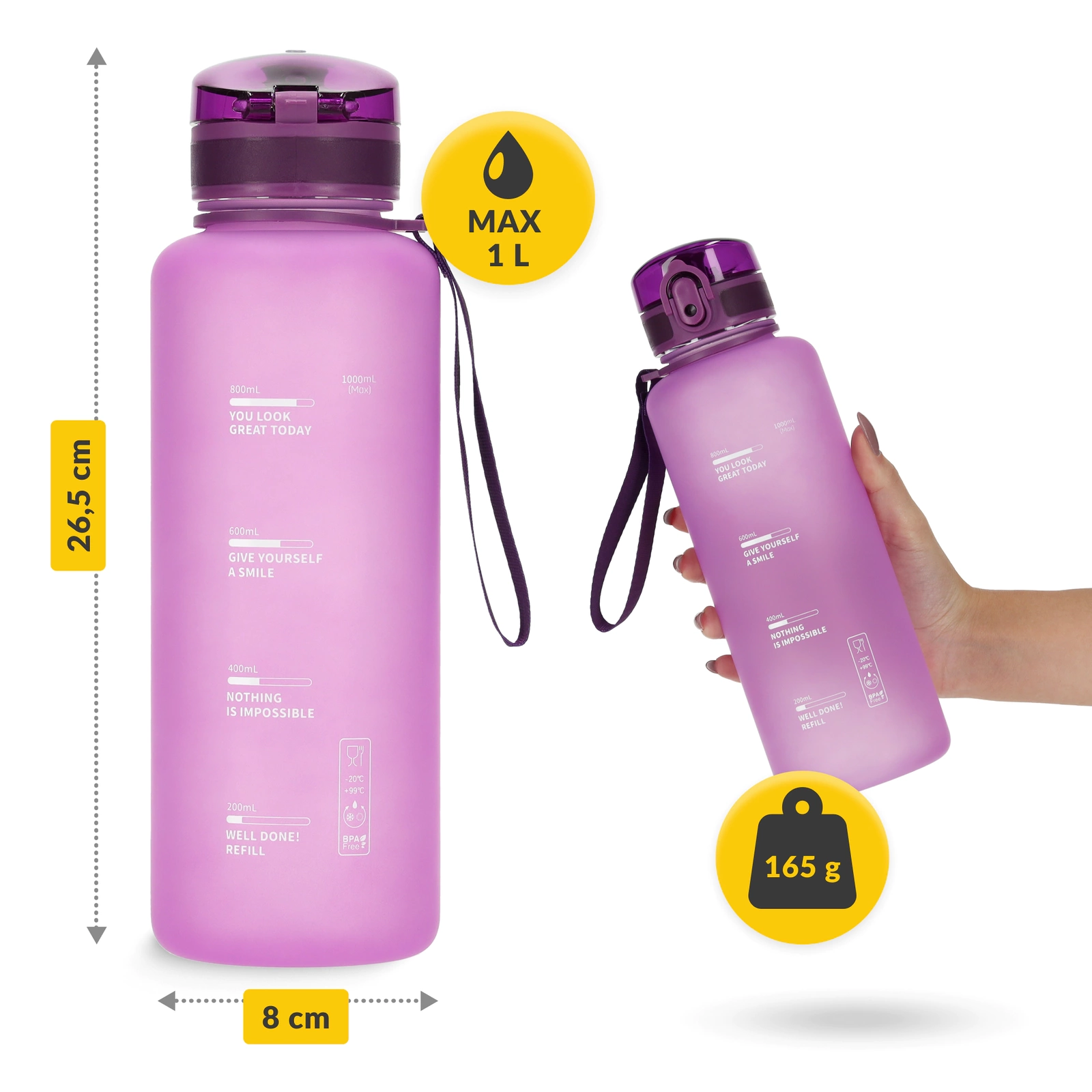 4Fizjo sporta ūdens pudele, Tritan, 1L, rozā