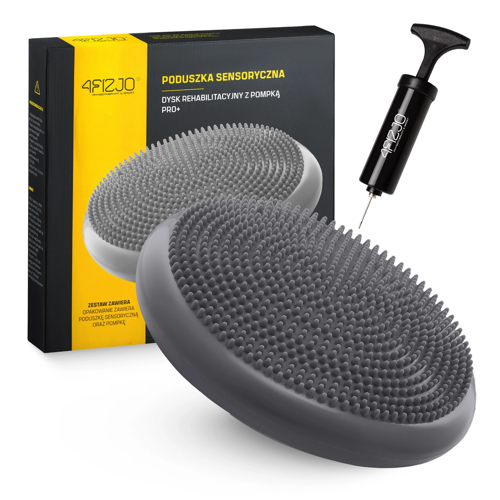 Līdzsvara spilvens 4FIZJO PRO+ 33 cm līdzsvara treniņiem, pelēks