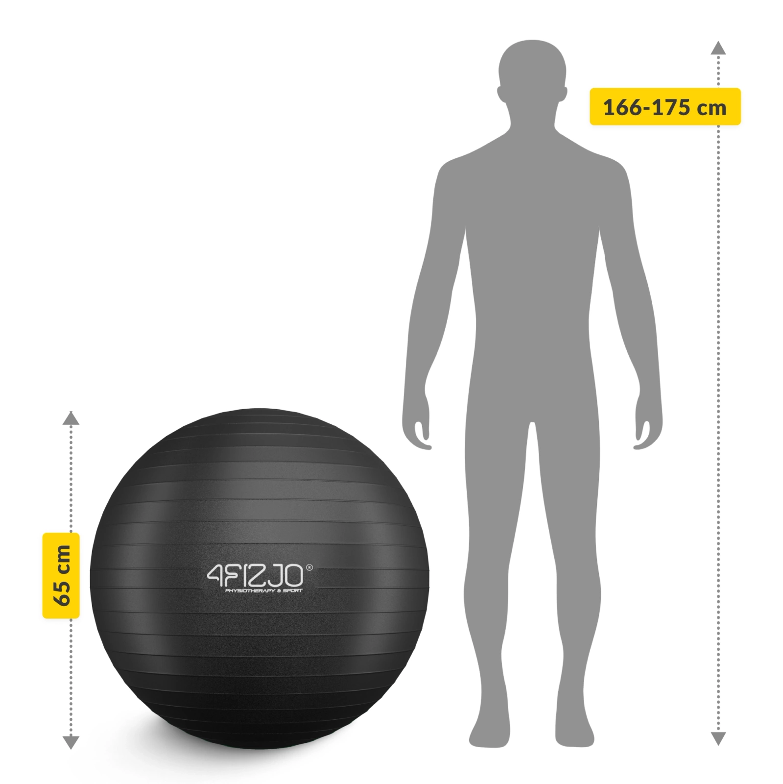 4Fizjo 961 Gymnastic Ball 75 cm, Black