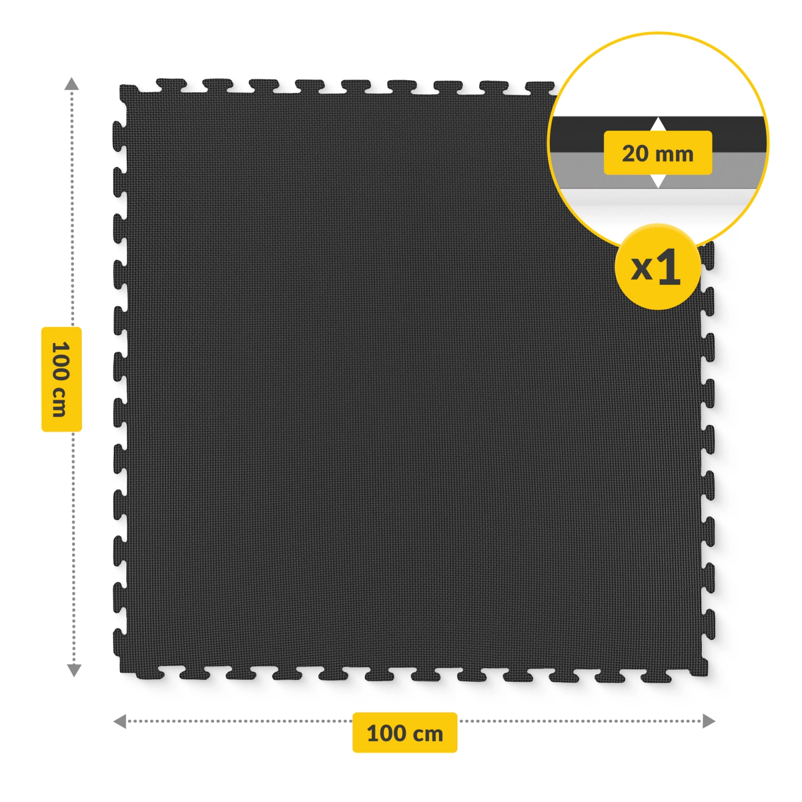 Aizsargpaklājs grīdai PUZZLE 4FIZJO 100 x 100 cm trenažieriem, pelēks