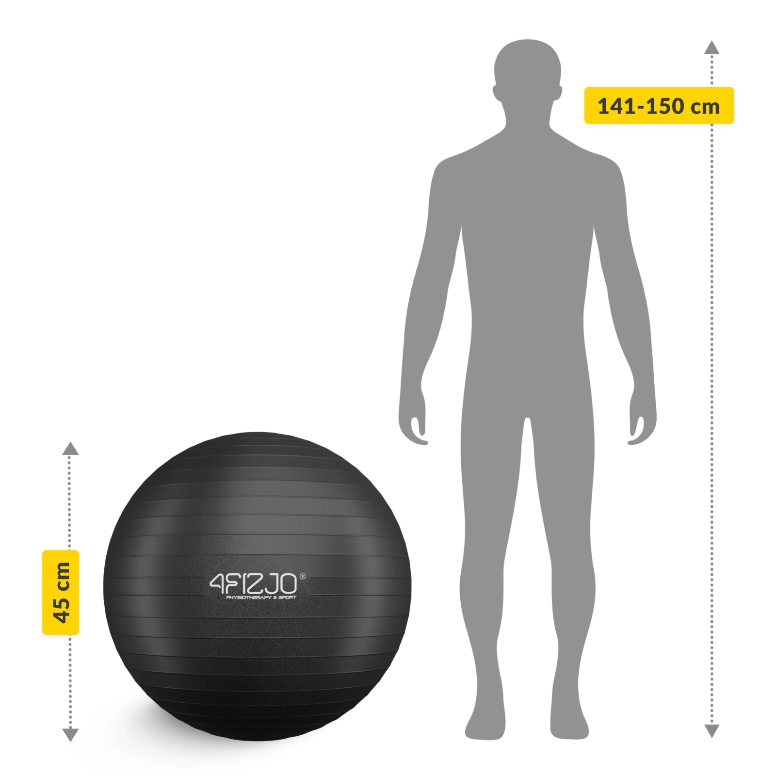 4Fizjo 930 Gymnastic Ball, 55 cm, Black