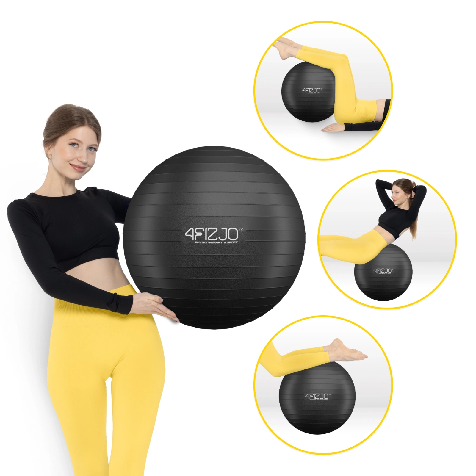 4Fizjo 930 Gymnastic Ball, 55 cm, Black