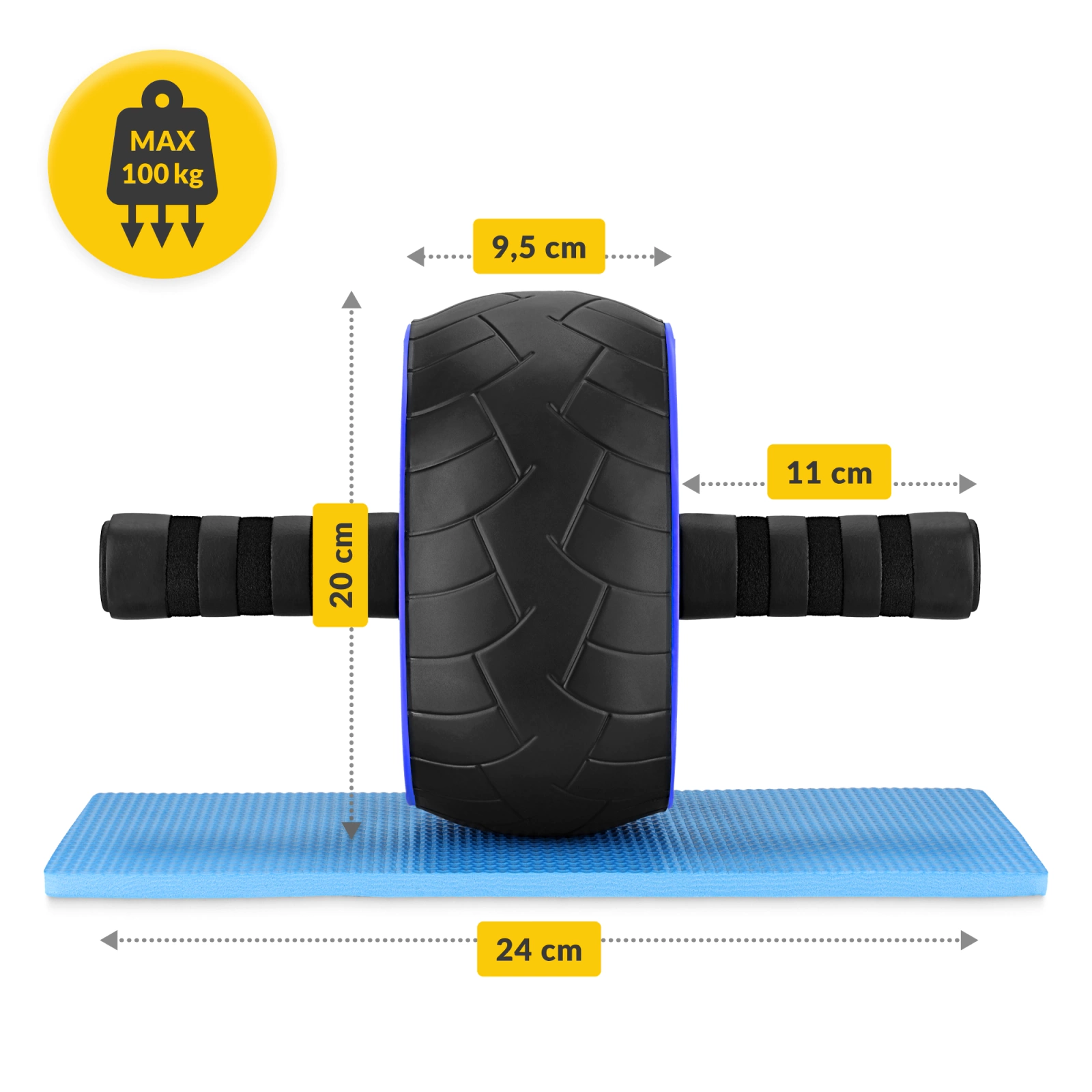 4Fizjo AB Wheel XL Abdominal Roller, Blue