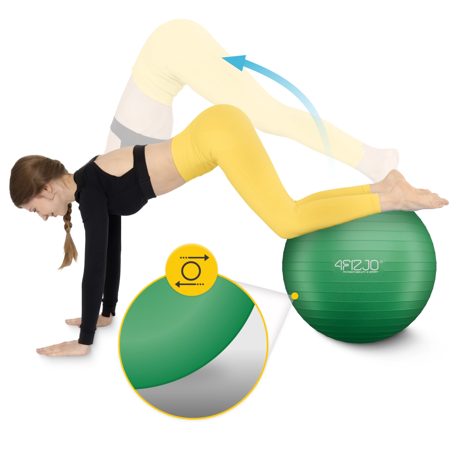 4FIZJO 65cm Exercise Ball for Fitness, Yoga & Physical Therapy with Pump, Green